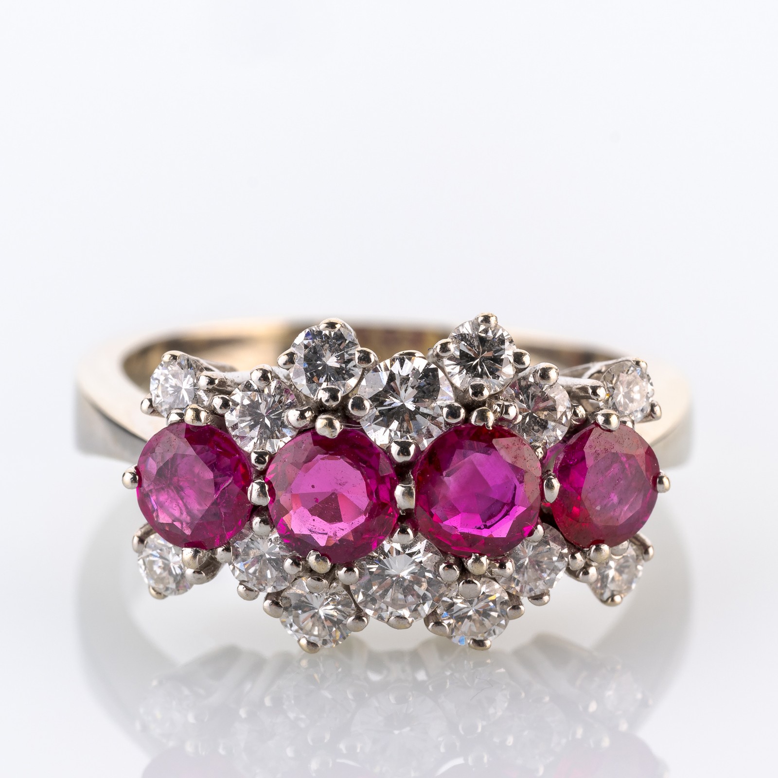 0.60ct Ruby and 0.70ct diamond Ring in 14K White Gold