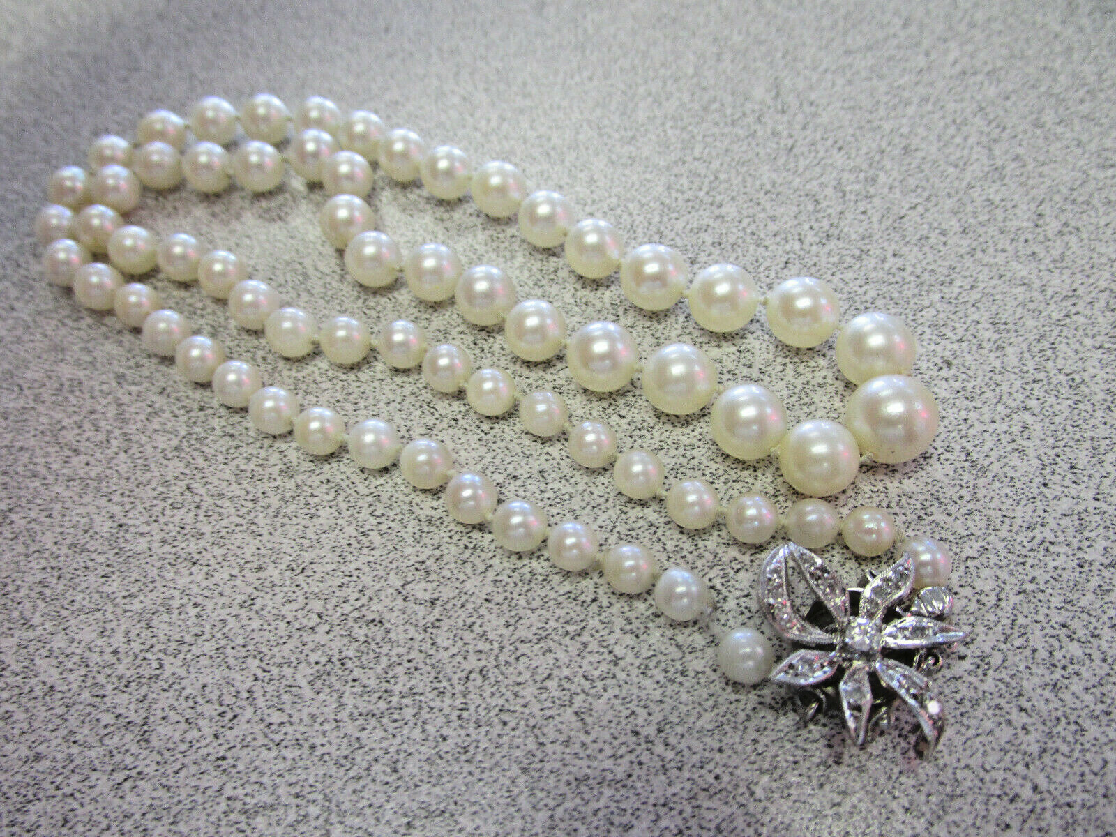 Estate 18 inch Graduated Pearl Necklace with Diamond Clasp 4.5- 8 mm MAKE OFFER