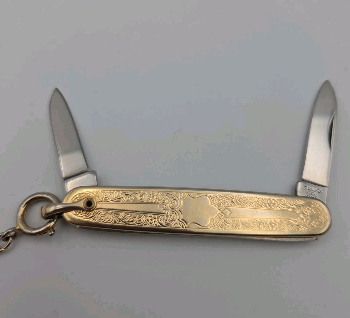 Vintage Colibri Quartz Men’s Gold Pocket Watch and Knife Set – Swiss Made