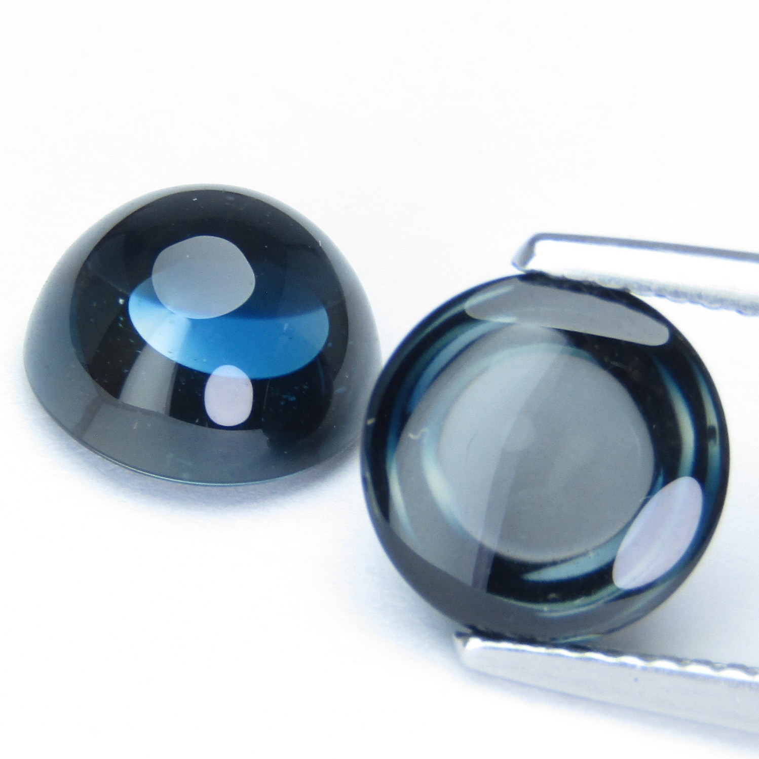 7.83Cts Fabulous Natural London Blue Topaz Cabochon Round Shape 9mm Pair Gems