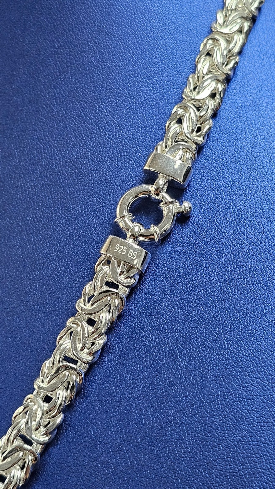 22″ 9mm BS Sterling Silver Flat Byzantine Chain w SpringRing Lock 48.7g *NOW!*