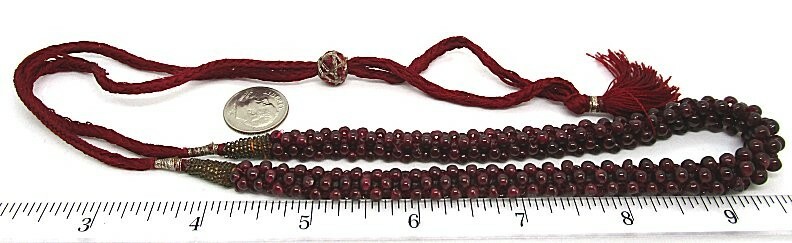 Southeast Asia Carnet Bead and Silk Necklace 31 1/2” adjustable length