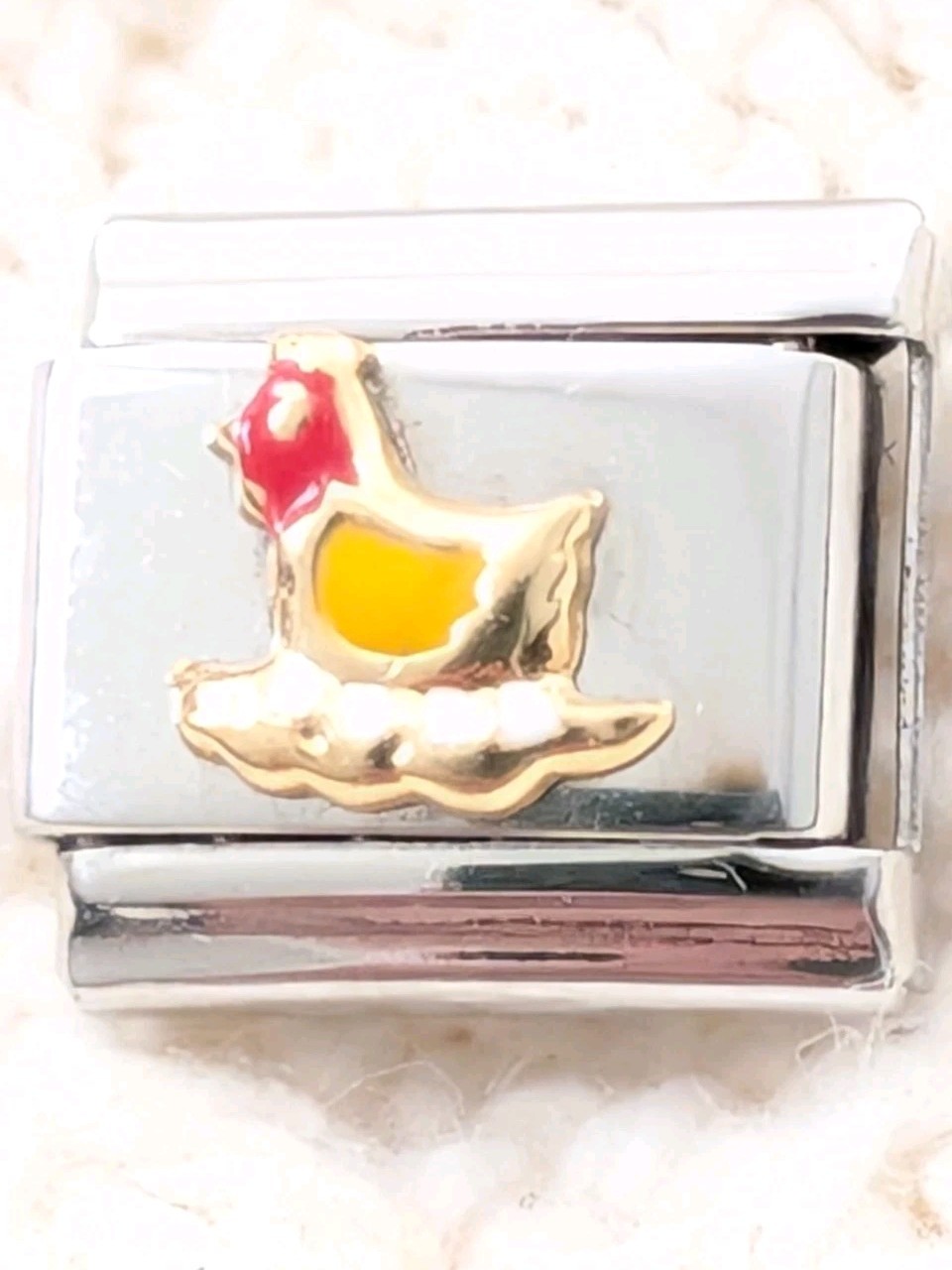 Authentic Patrizia Chicken Laying Eggs Italian Charm Classic 9mm Link R177