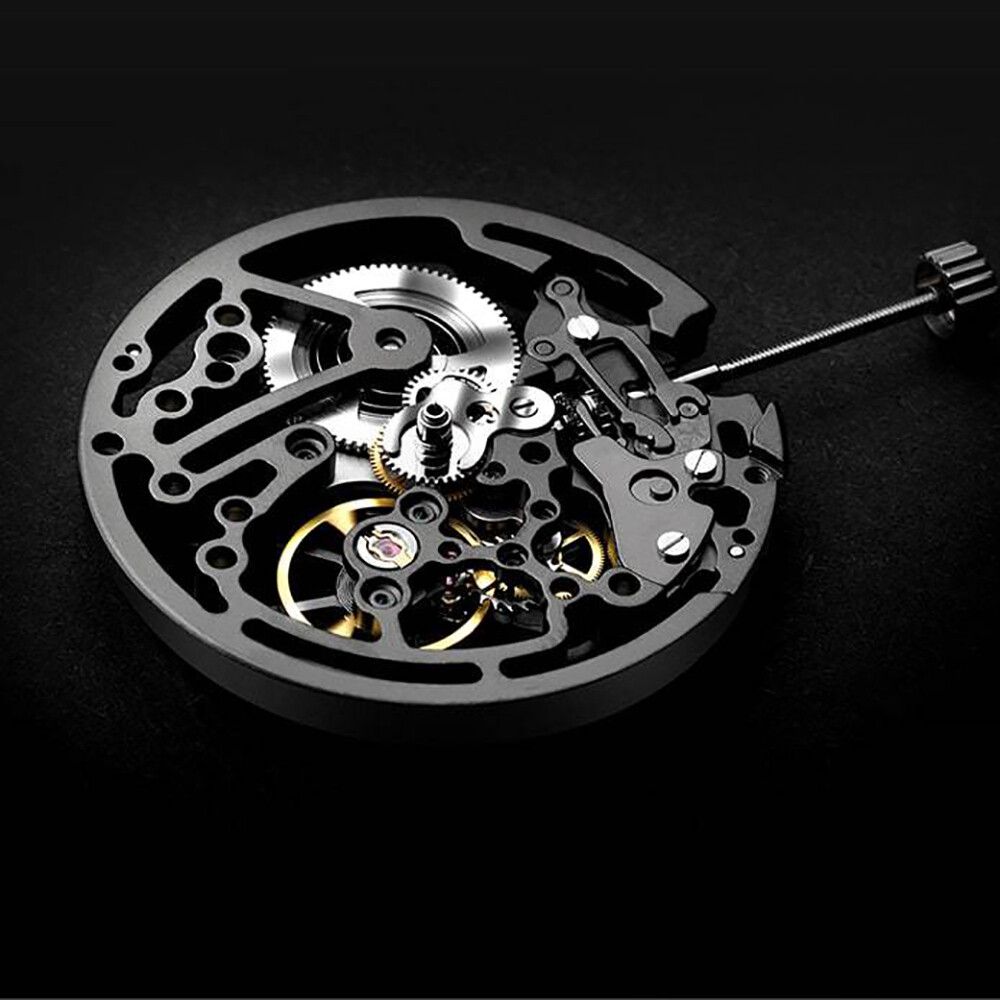 CIGA Design Hollow Automatico Scheletrato Quadrato Maglie Acciaio Orologio Uomo