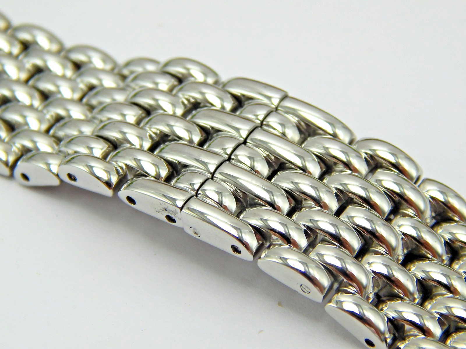 Silver Beads of Rice Butterfly clasp watch band 13mm Center Link Lucien Piccard