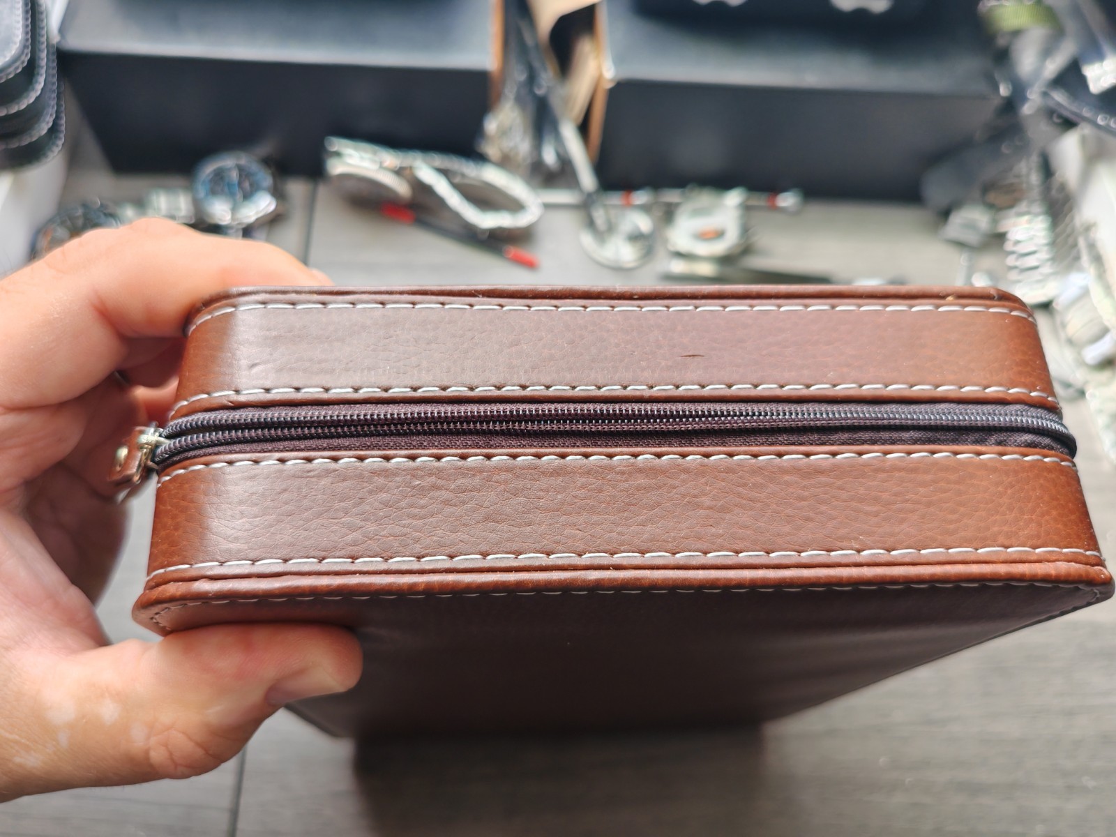 PU Leather 8 Slot Watch Travel Case – Brand New