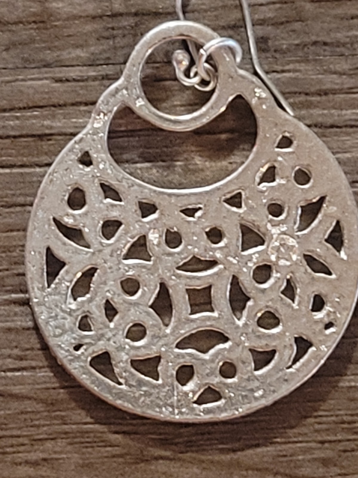 Southwestern Style Filligree Open Work Silvertone Earrings Pierced Dangle Hook