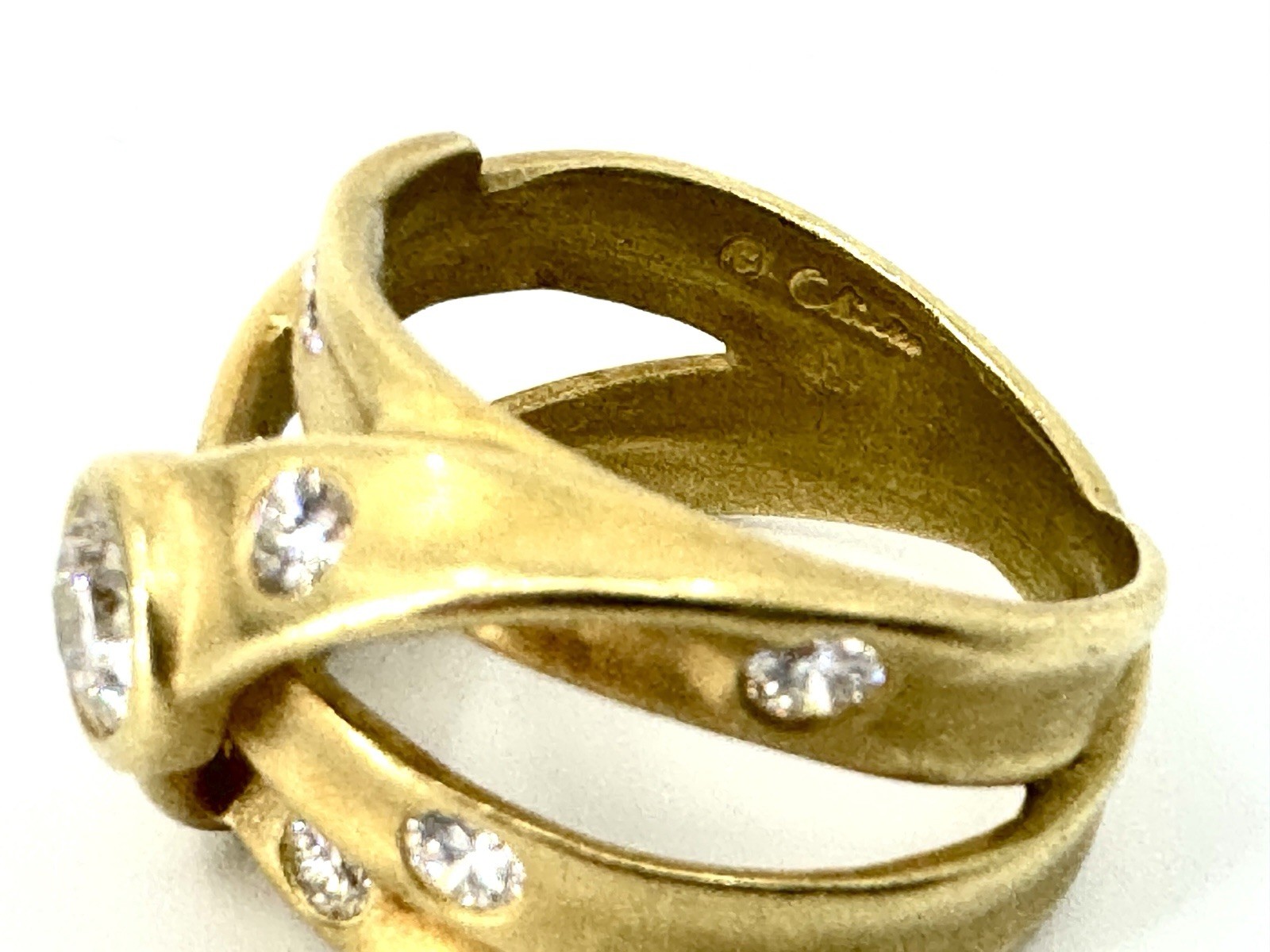 Estate Diamond 18k Gold Chieko+ Luxe Line Cocktail Statement Ring Signed