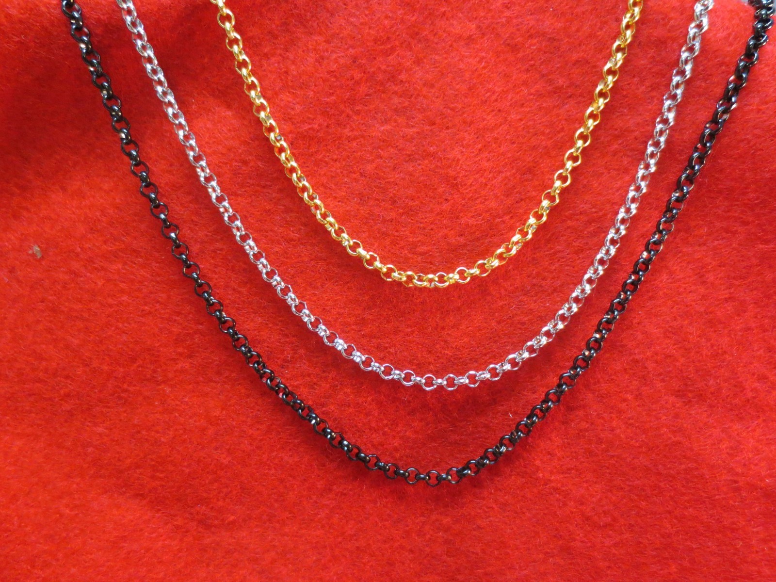 16″-44″ GOLD/SILVER/BLACK PLATED STAINLESS STEEL 4MM ROLO LINK-USA SELLER