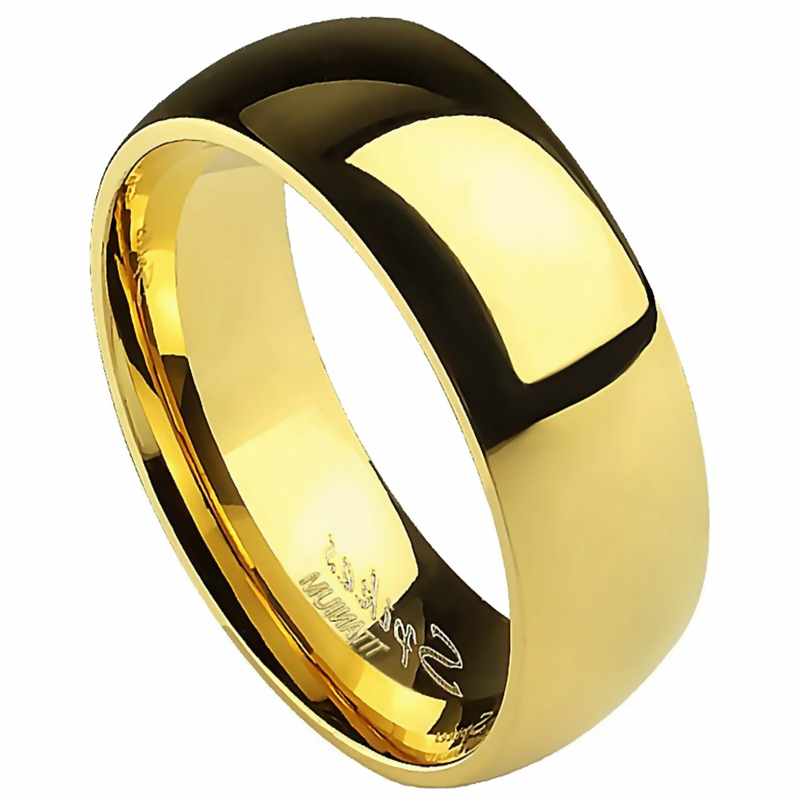 Traditional Titanium Ring Gold Wedding Band Sizes 5-13 6mm Anniversary