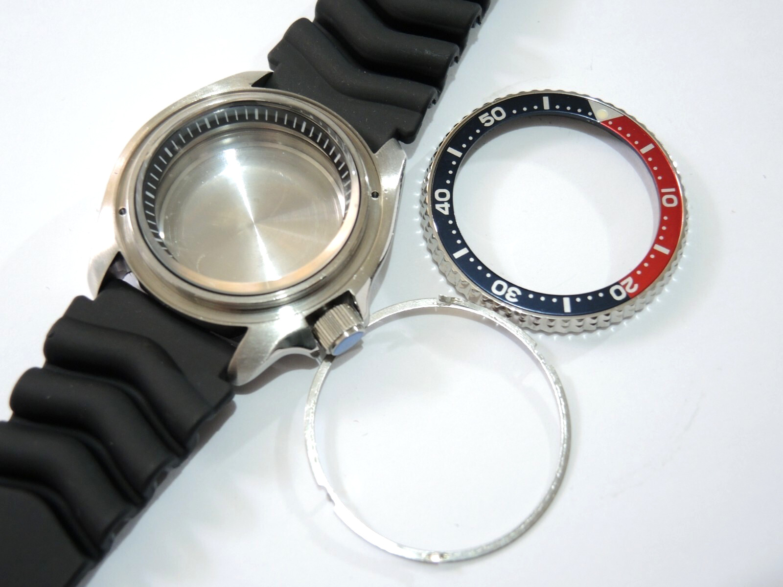 NEW STAINLESS PEPSI CASE,CROWN,DIAL,HANDS,STRAP LARGE DIVERS SKX007 (7S26-0020)