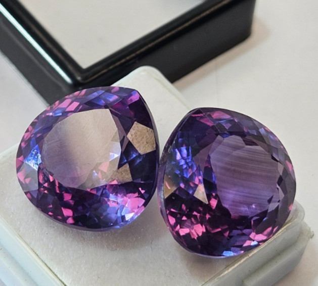 Colour Change 40+ Ct Alexandrite Pear Cut Natural Pair Loose Gemstone