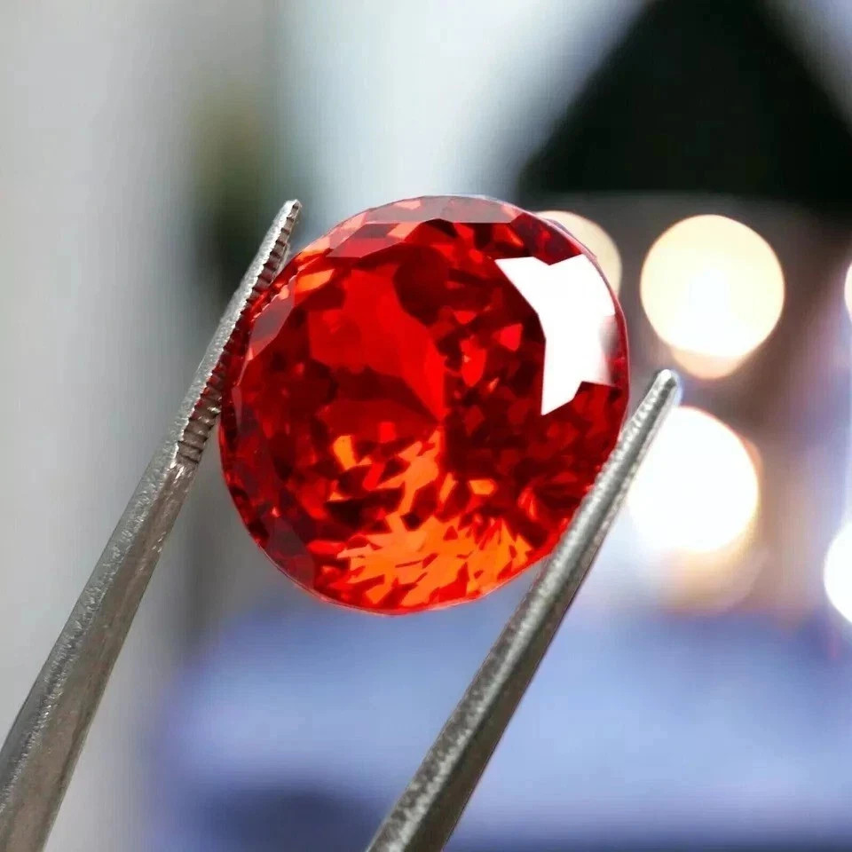 Red Zircon Round Cut 114 Ct Cambodian Natural GIE Certified Loose Gemstone
