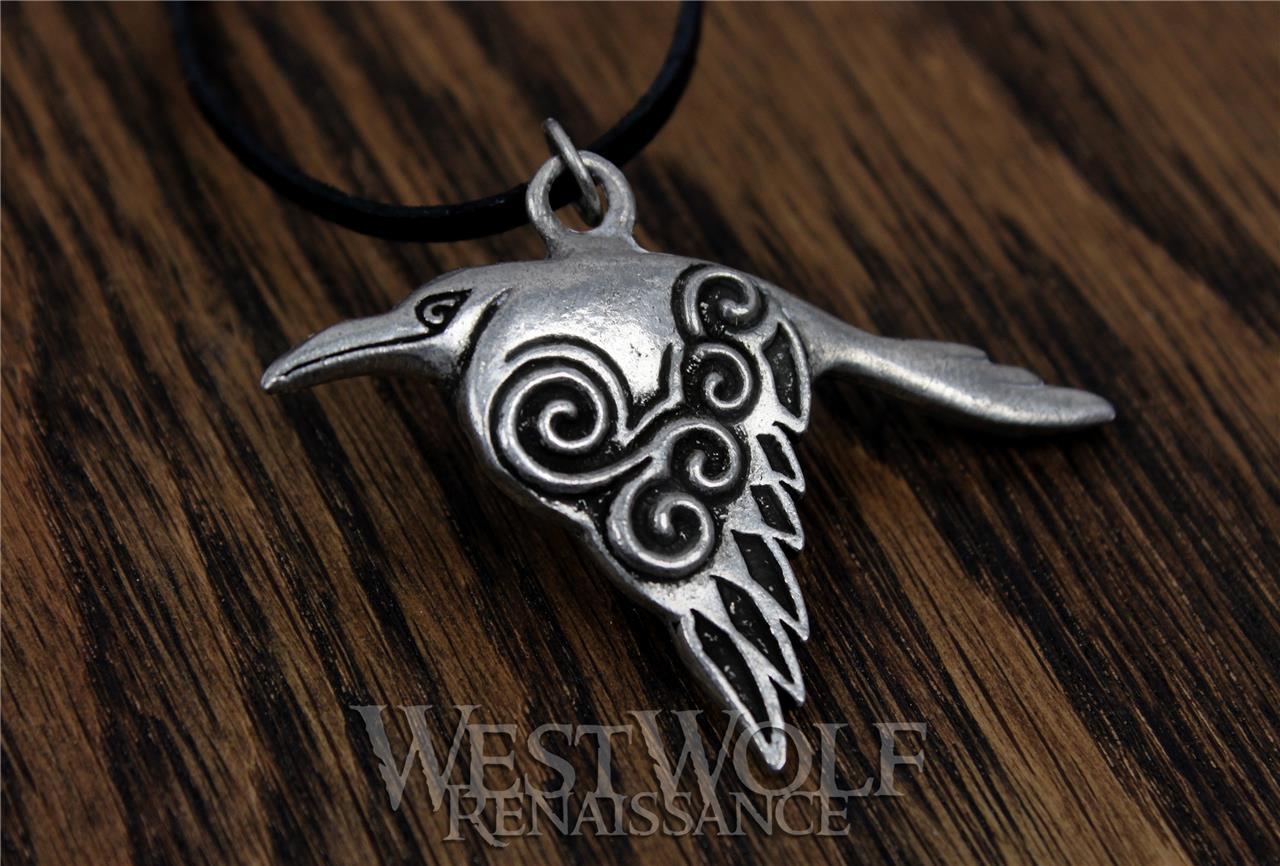 Celtic Raven Pendant — Silver Crow – Norse/Viking/Medieval/Skyrim/Irish/Jewelry