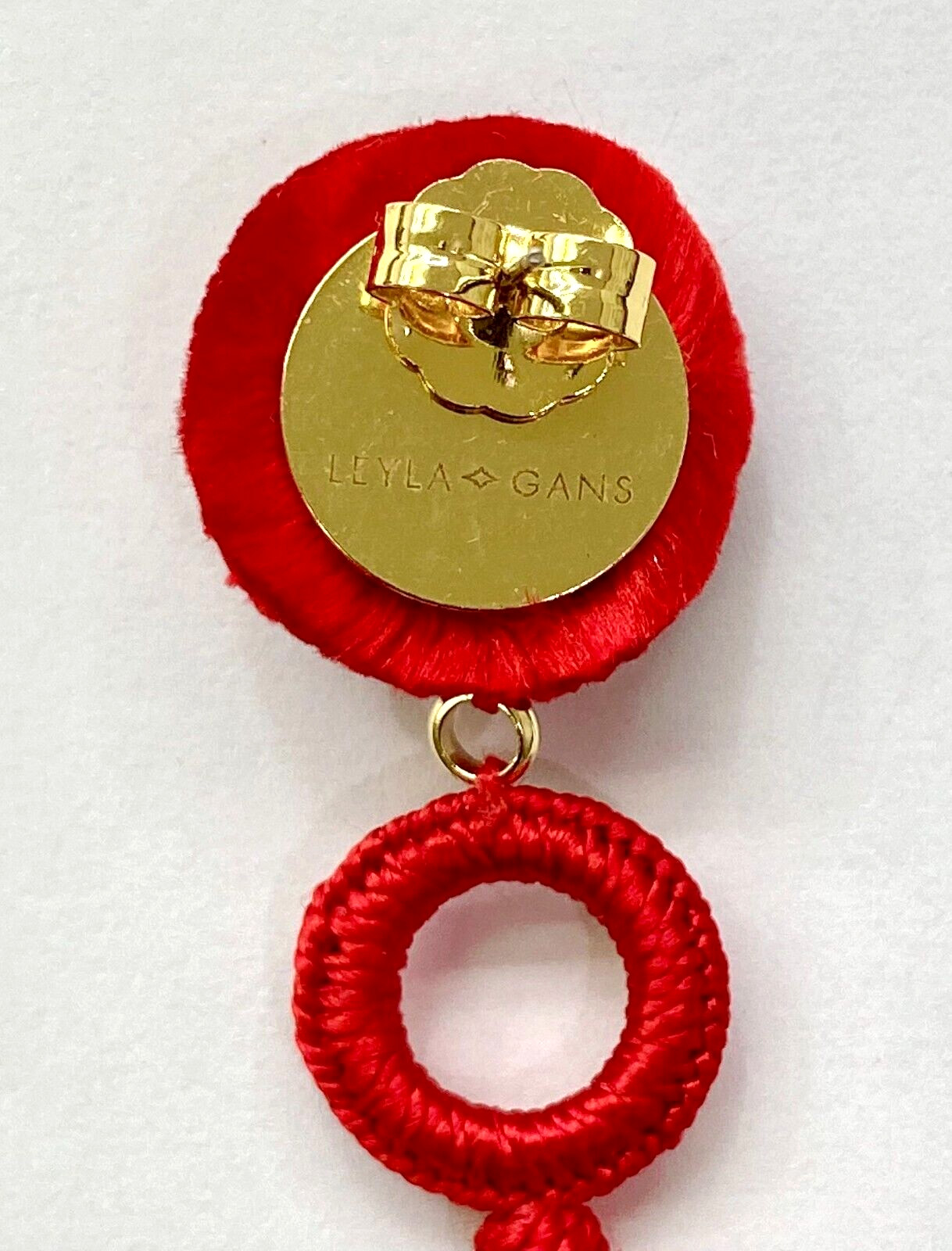 HSN Leyla Gans Red Amelie Wrapped Cord Drop Earrings