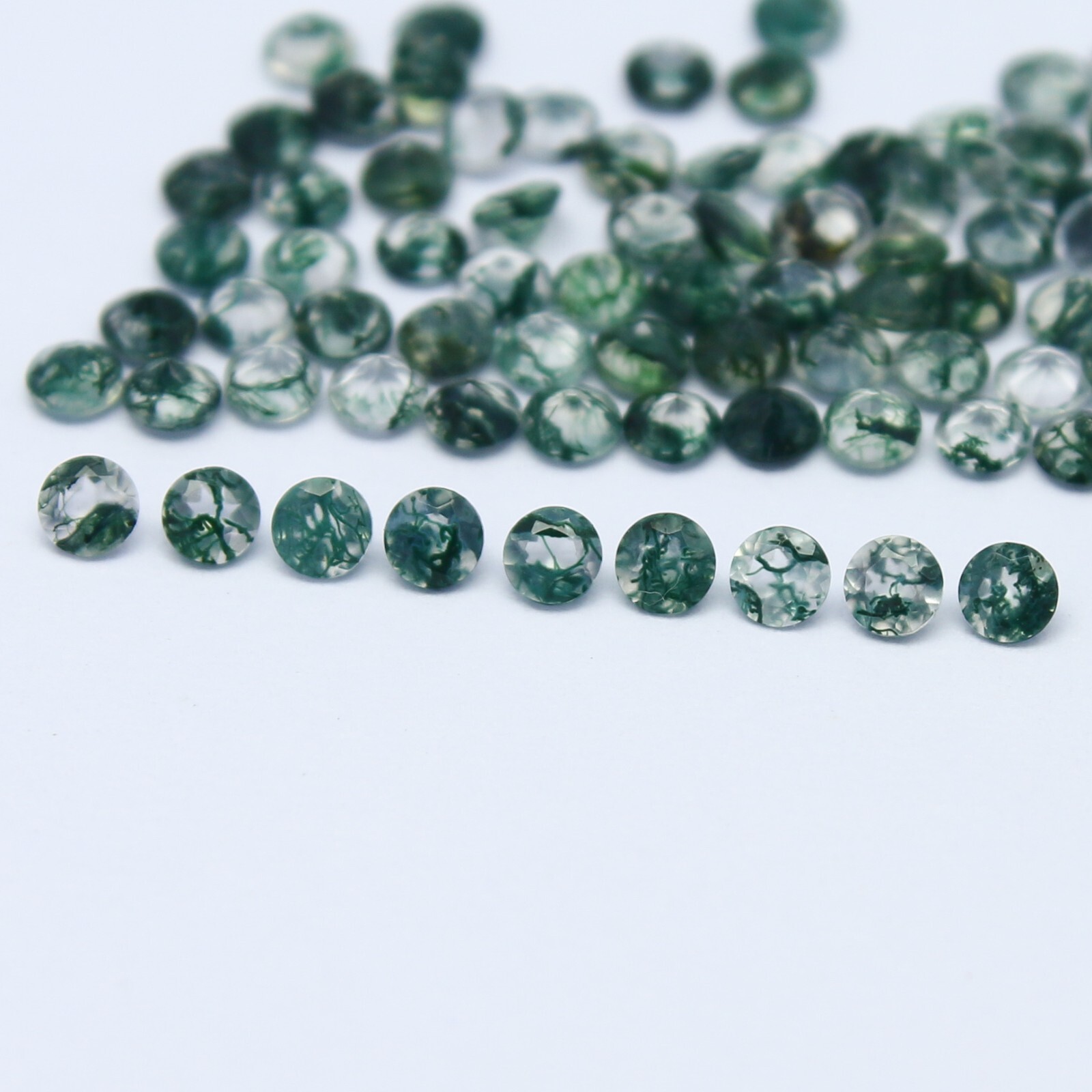 Natural Moss Agate Lot 2×2 MM Round Shape Faceted Gemstone Lot