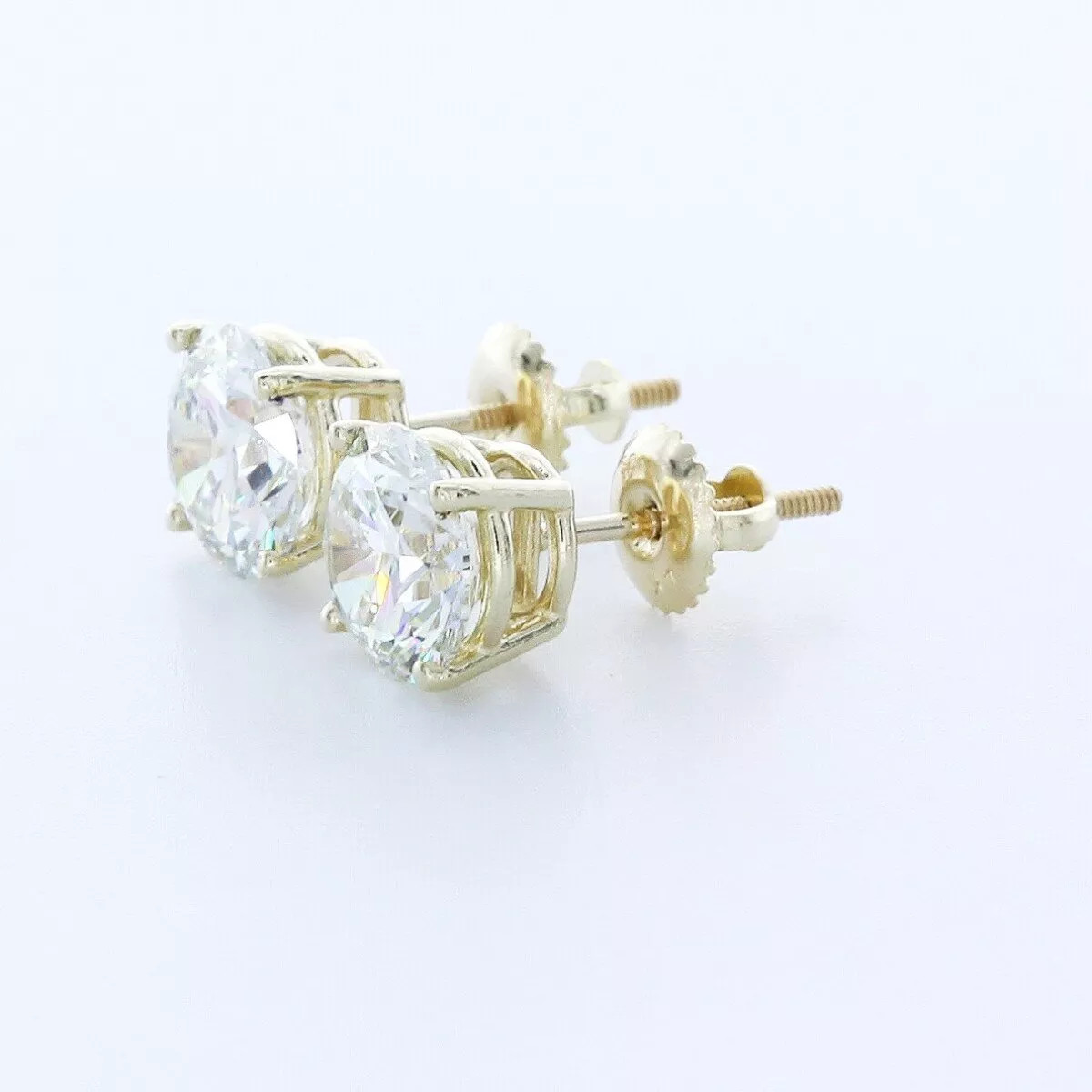 Classic Stud Earrings Solid 14K White Gold 3.75 CT Round Natural Diamond G SI1