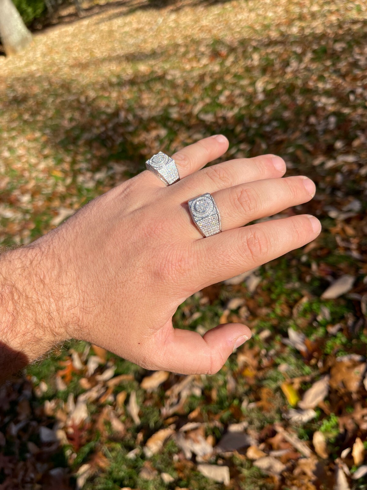 Real 925 Silver Mens Hip Hop Square Iced MOISSANITE Ring – Passes Tester W. GRA