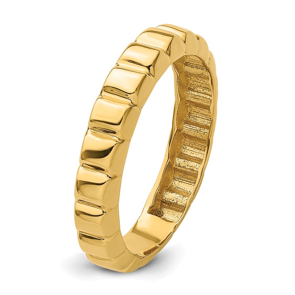 14K Yellow Gold Polished and Grooved Band Ring Size 6 2.26gm