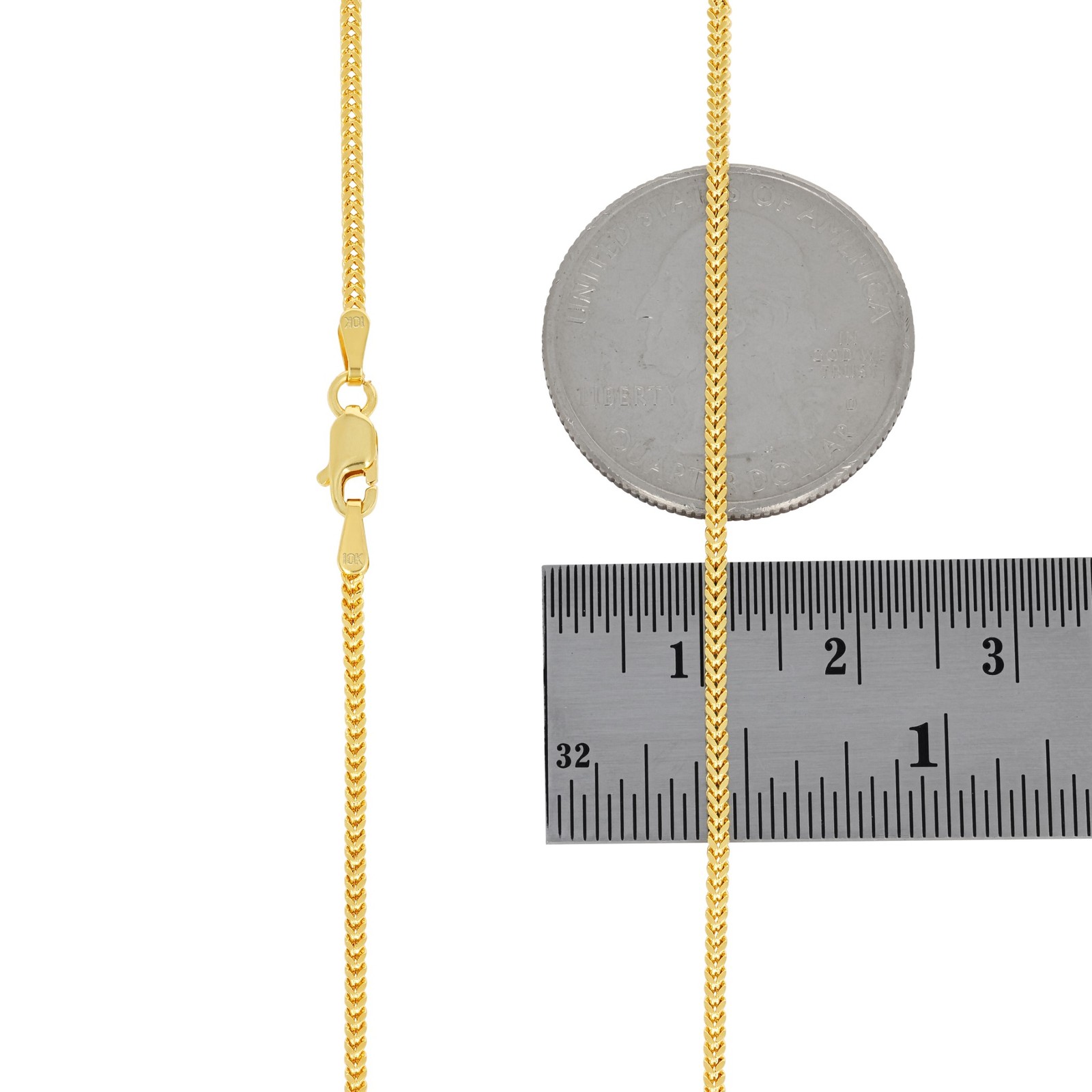 10K Yellow Gold 1.5mm Foxtail Wheat Square Box Franco Pendant Necklace Chain 22″