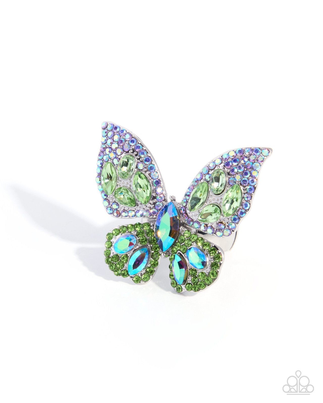Paparazzi Shimmery Singularity – Green – Rhinestones – Green Gem – Butterfly Rin