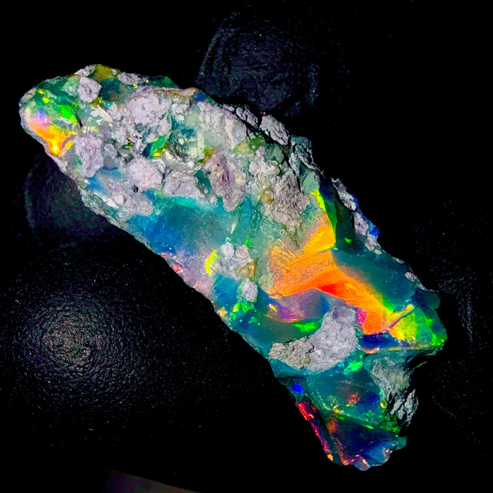 Black Fire Opal, Ethiopian dry opal rough, Natural opal gemstone 18.5Ct 27×14 mm
