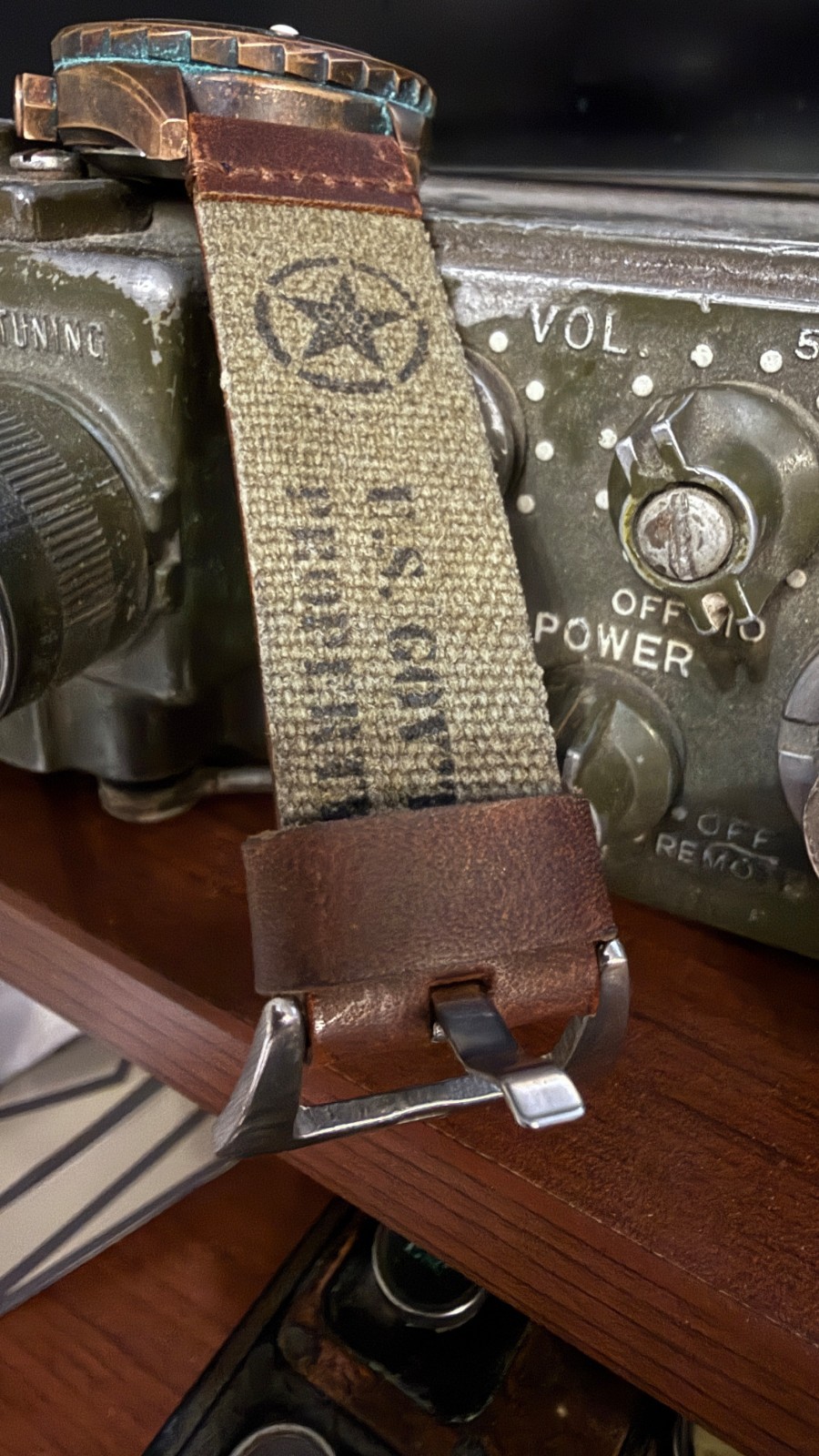 Custom Watch Strap US Military Olive Drab Canvas Leather 20 mm