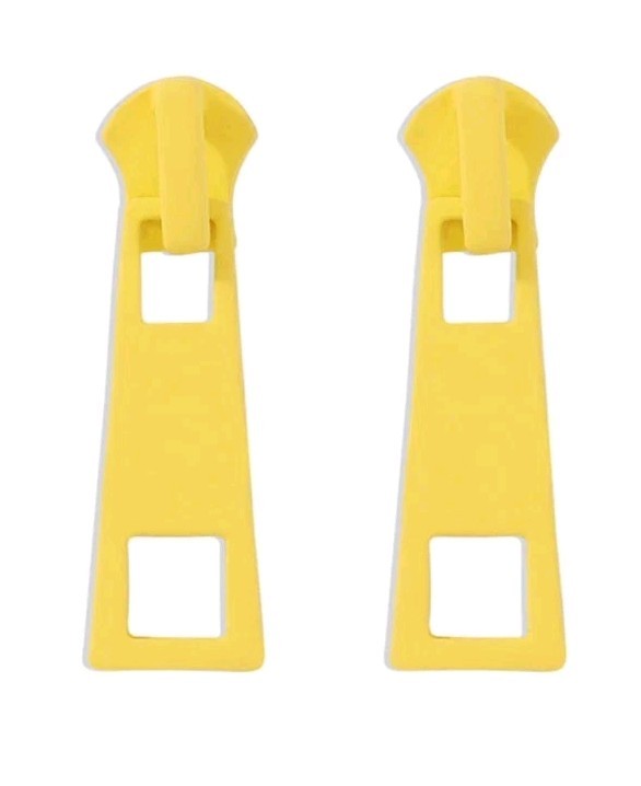 Yellow Or White Zipper Pull Stud Earrings Novelty Metal Lightweight Jewelry