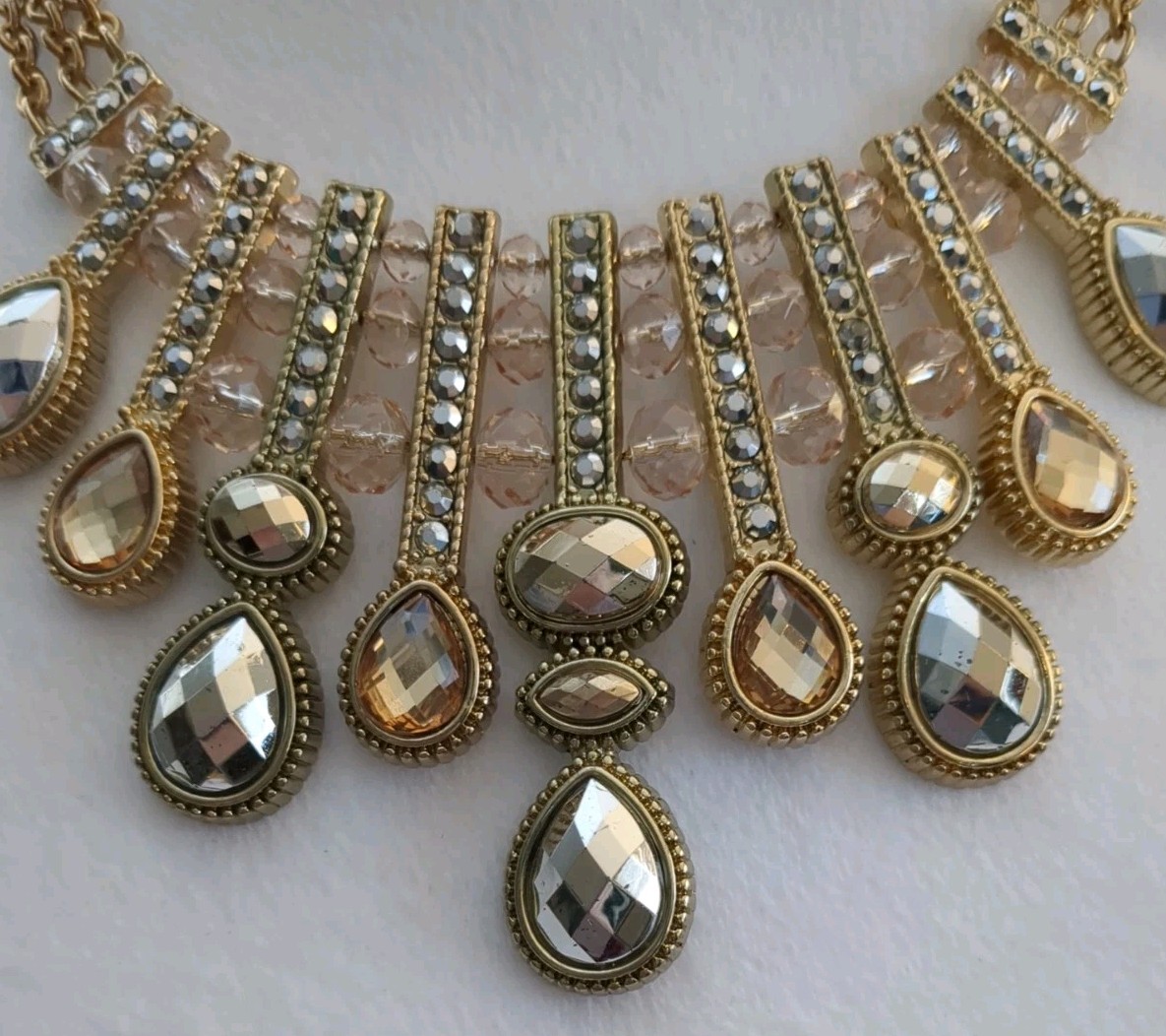 NWT Triton Bib Necklace 55973NG Gold/Silver/Champagne Adjustable Multi Strand