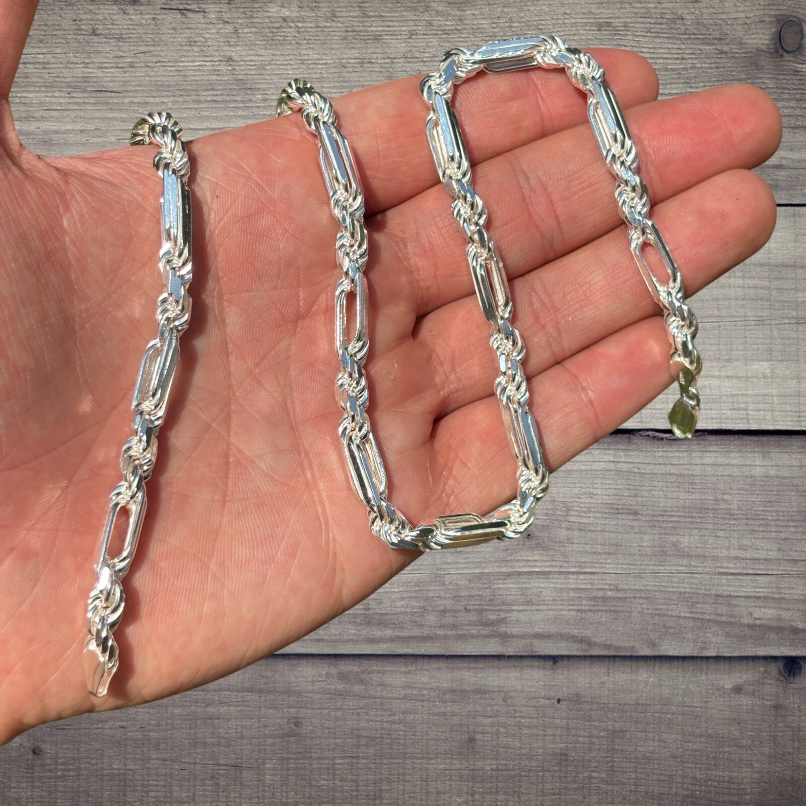 6mm Figarope Chain Necklace – Real Solid 925 Sterling Silver Or 14k Gold Vermeil