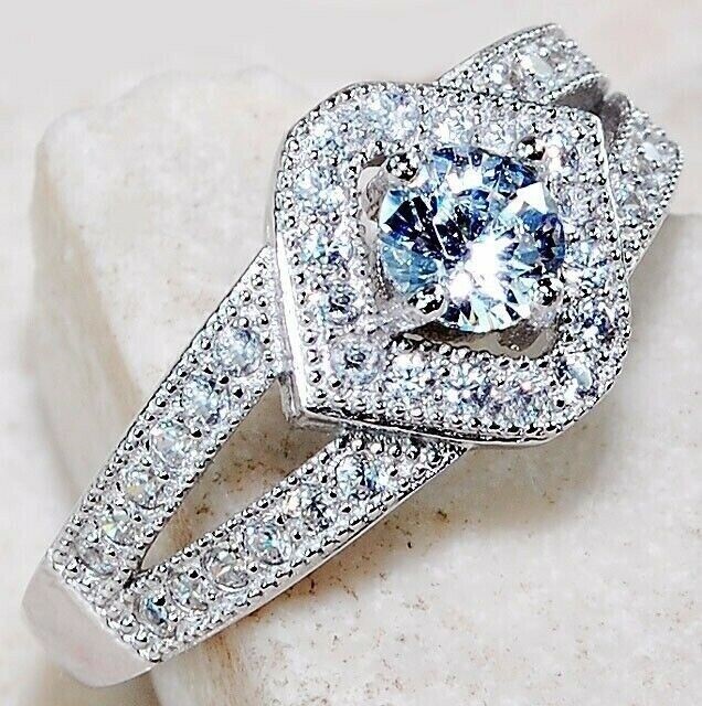 Heat Treated Moissanite 925 Solid Sterling Silver Ring Jewelry Sz 6 UB3-6