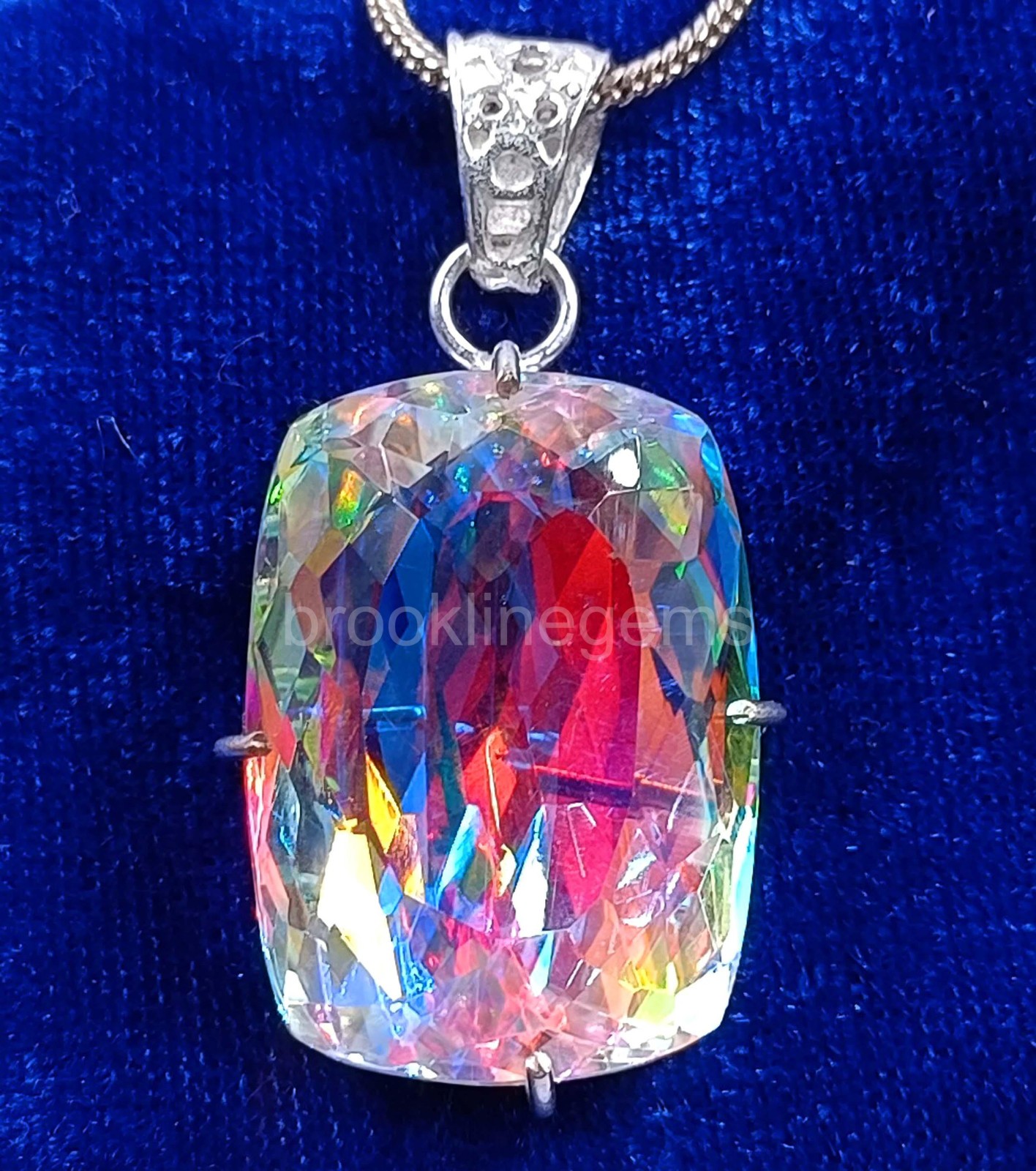 EGL 74.65 Ct Natural Mystic Topaz 925 Sterling Silver Pendant Loose Gems 5OSS