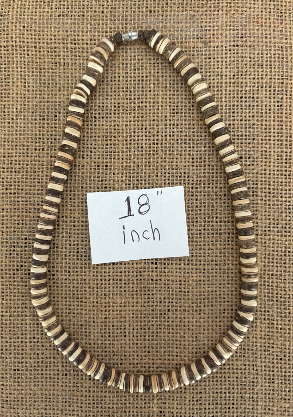 Wood Bead Choker Necklace Brown White Black Ball/Bead Chain 18 in