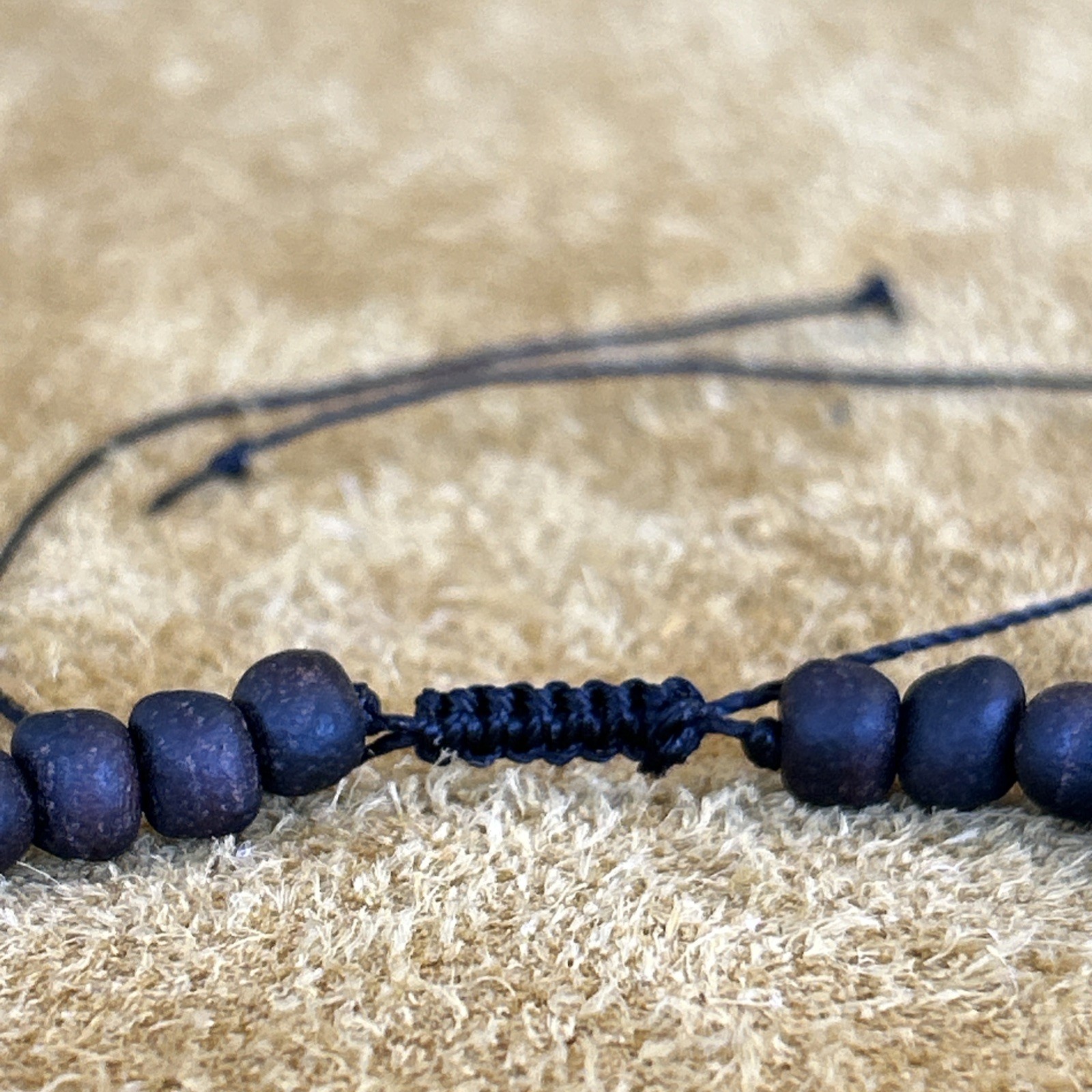 Handmade Rustic Black Walnut Wood Bead Bracelet 8” NEW Handmade Wood Bead