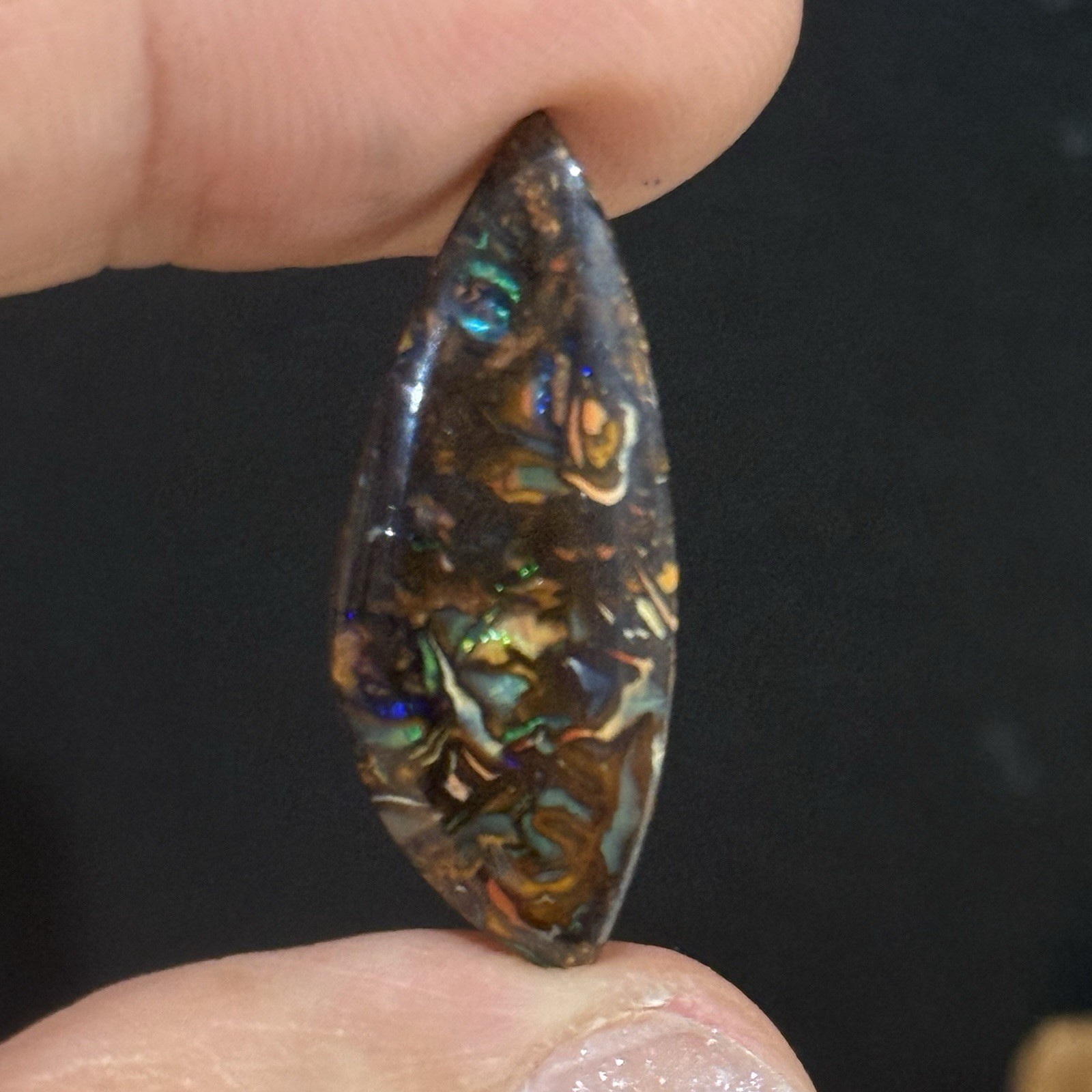 11ct 29×11.4×3.85mm Colorful Australian Koroit Boulder Opal Cabochon Gem