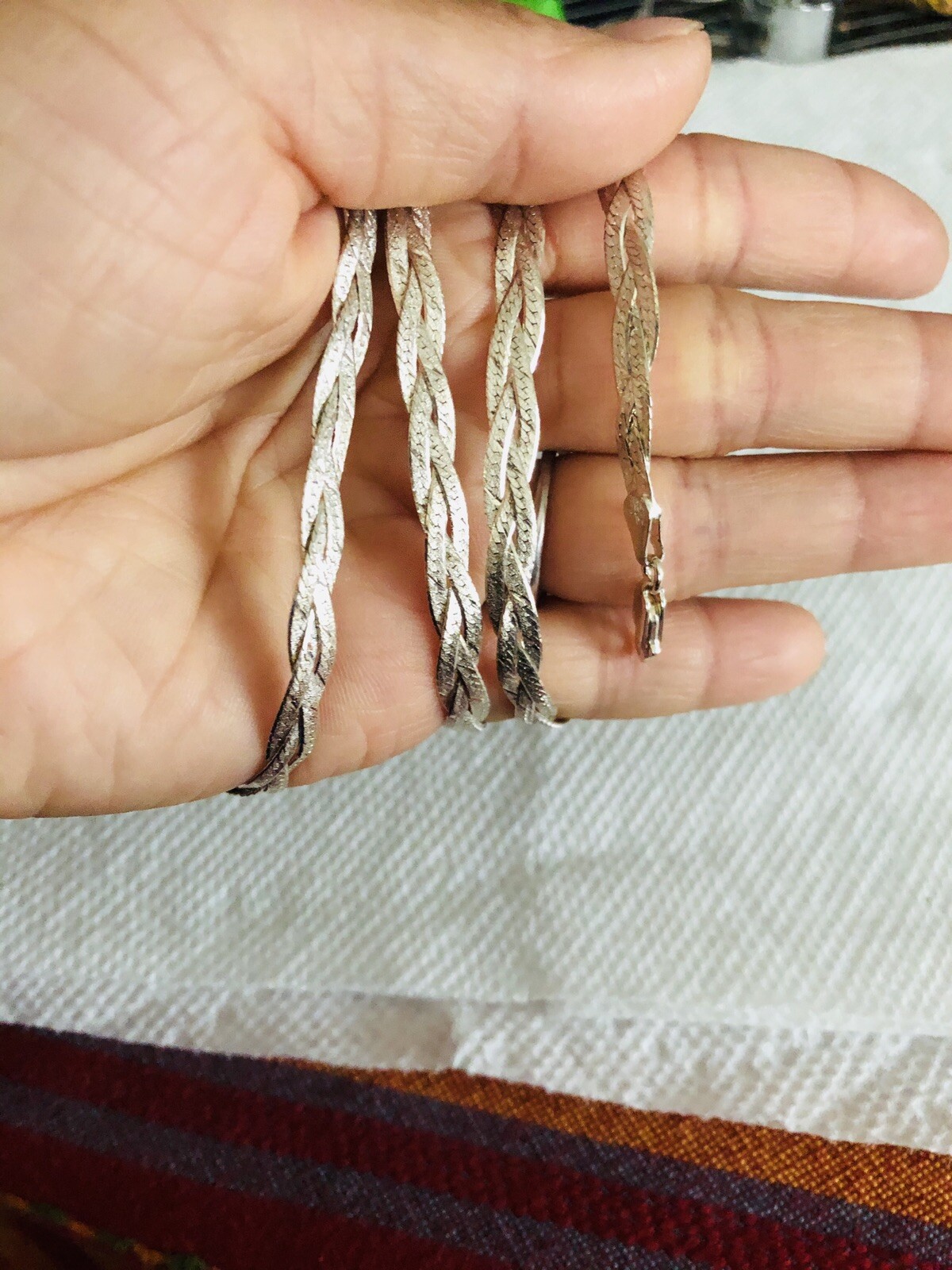 Vtg Marked ITALY Sterling Silver .925 Braided Design Necklace Long 24” – 13.8g