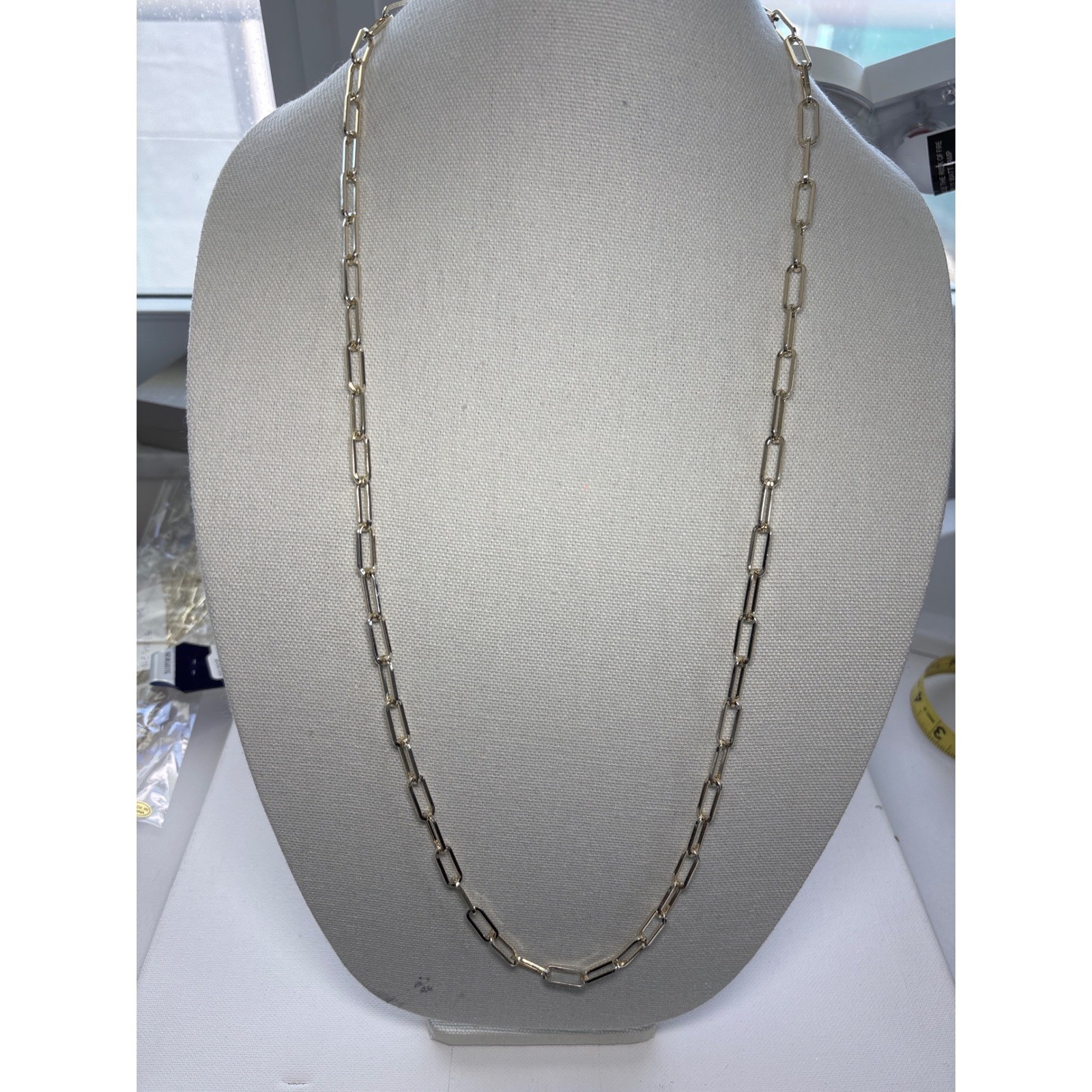 Necklace Gold Tone Metal Lobster Clasp Paperclip Link Chain New 32 Inch New