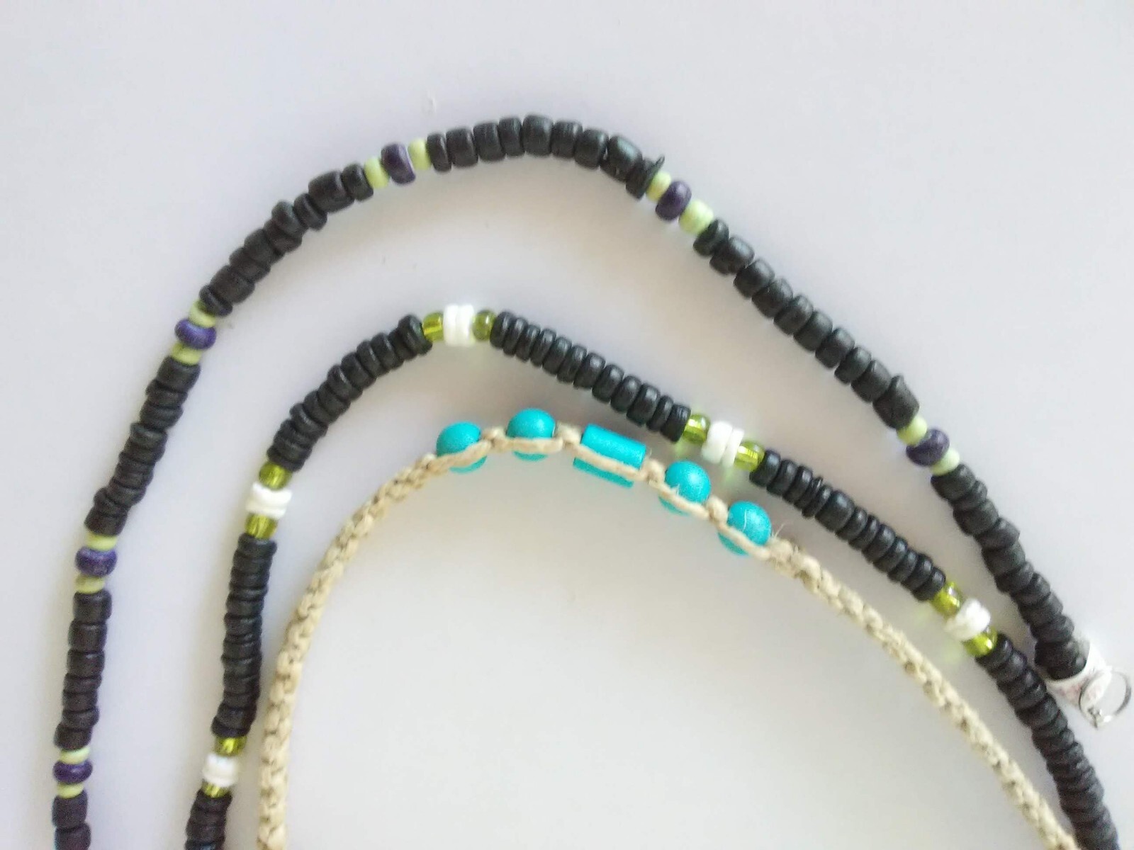 Lot 3 Hemp Macrame 10″ Anklet 8″ Bracelet Beach Boho Gift US Seller