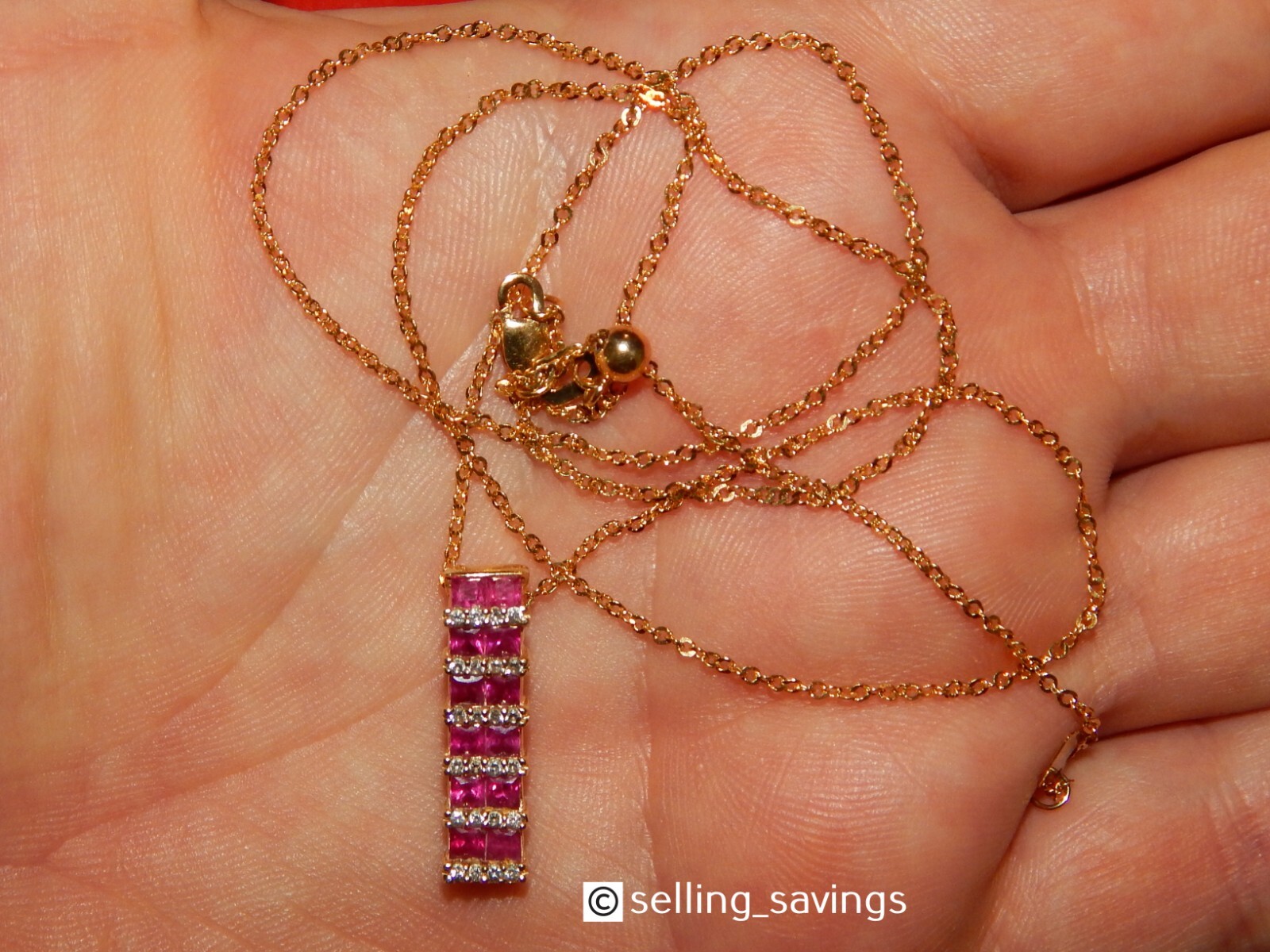 14K YELLOW GOLD EFFY 1.00 TCW DIAMOND & RUBY ADJUSTABLE NECKLACE & PENDANT SET