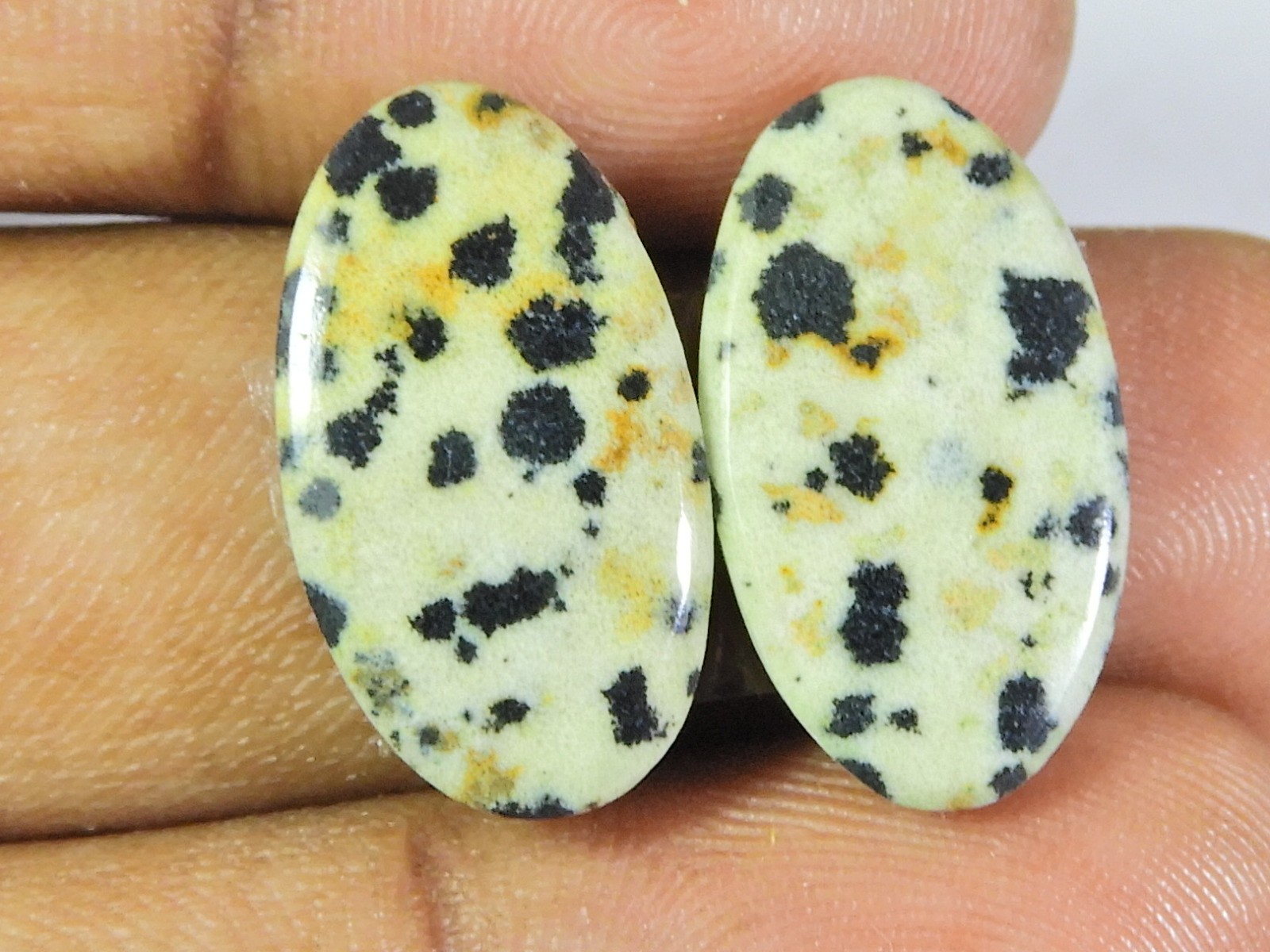 Natural Dalmantion Matched pair Oval Cabochon Loose Gemstone 11X20X04 MM H314