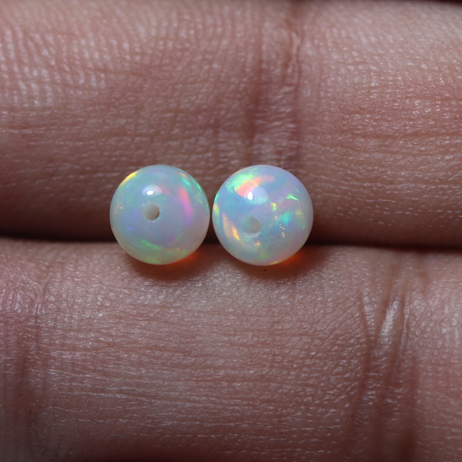 6.2MM Natural AAA Ethiopian Opal Drilled Round Sphere Loose Gemstone for Jewelry