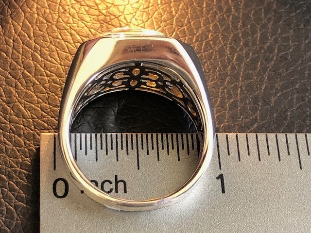 Heavy SS 10 SOLID Natural Australian Black Red Opal Men’s ring Signet SEE VIDEO