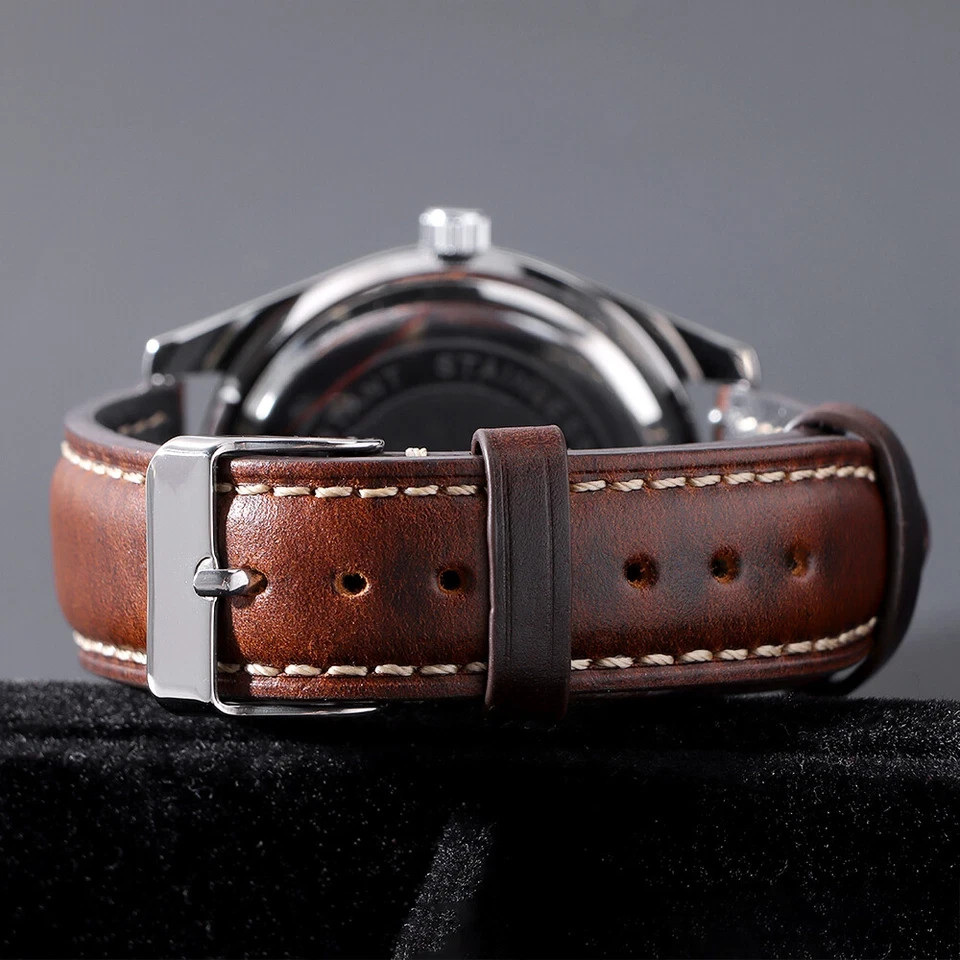 18mm 19mm 20mm 21mm 22mm Men’s Genuine Leather Watch Strap Band Quick Release