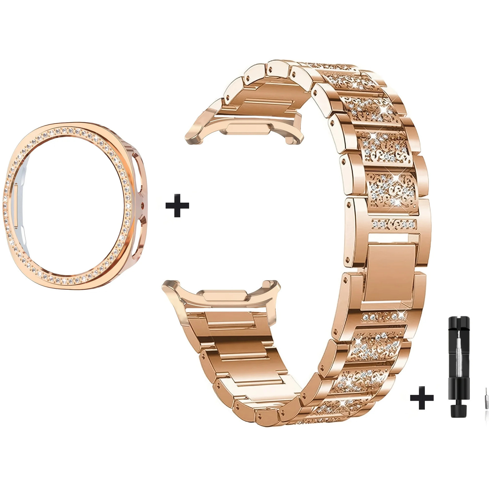 Case+Bling Metal Watch Band For Samsung Galaxy Watch 9 40/44mm Women Wrist Strap