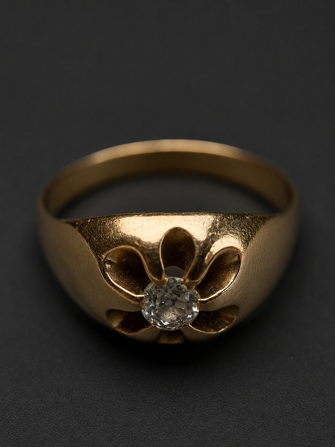 Vintage Mens 14K Yellow Gold Belcher Set Diamond Ring Size 10