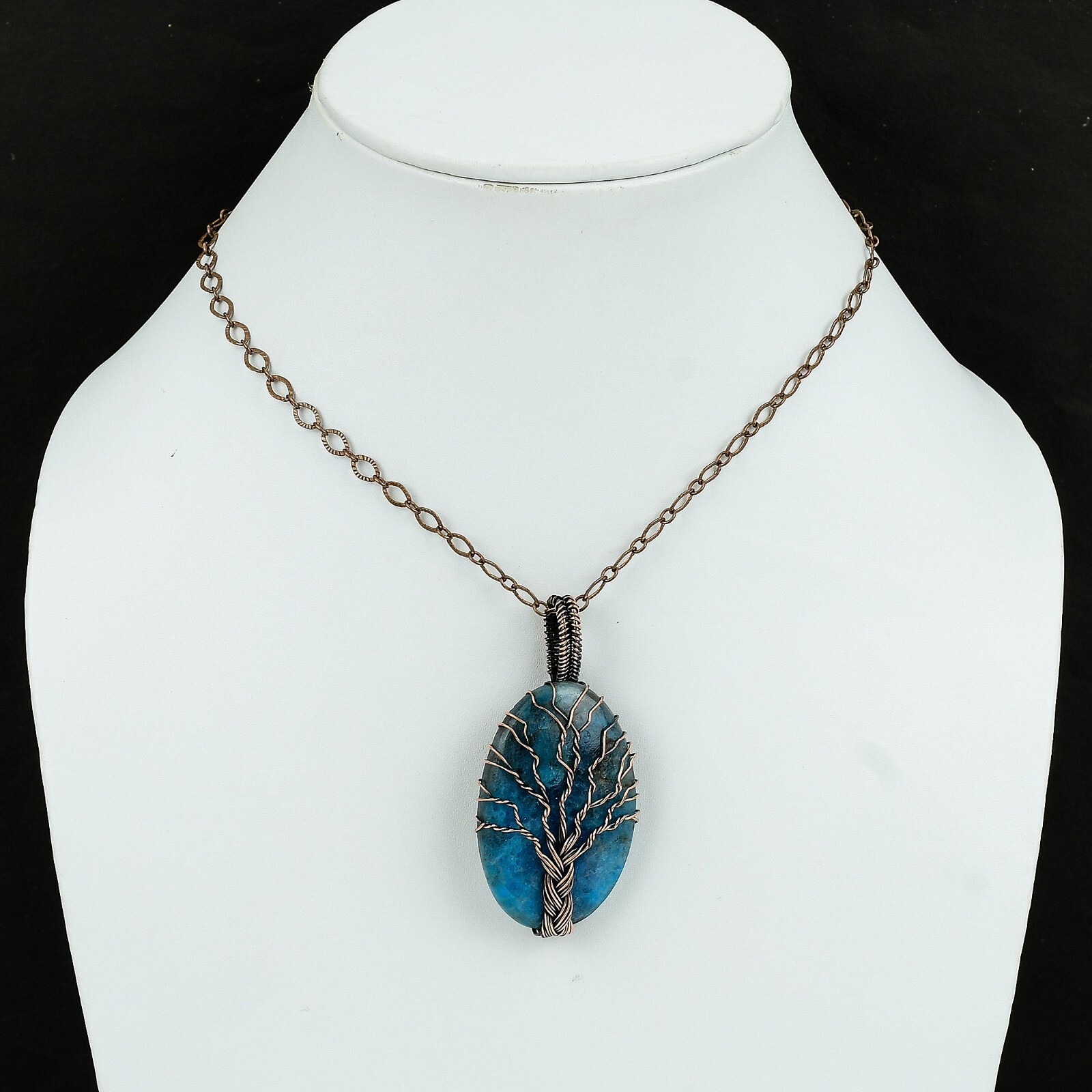 Neon Apatite Jewelry Copper Friend Gift Wire Wrapped Tree Of Life Pendant 2.52″