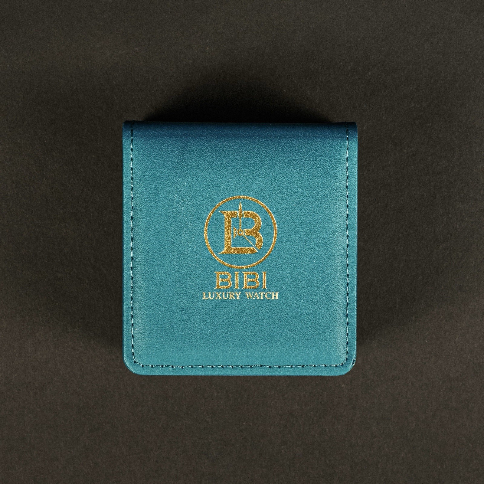BIBI Luxury Watch Tiffany Blue Face H Rhinestone Genuine Leather Band Women NIB