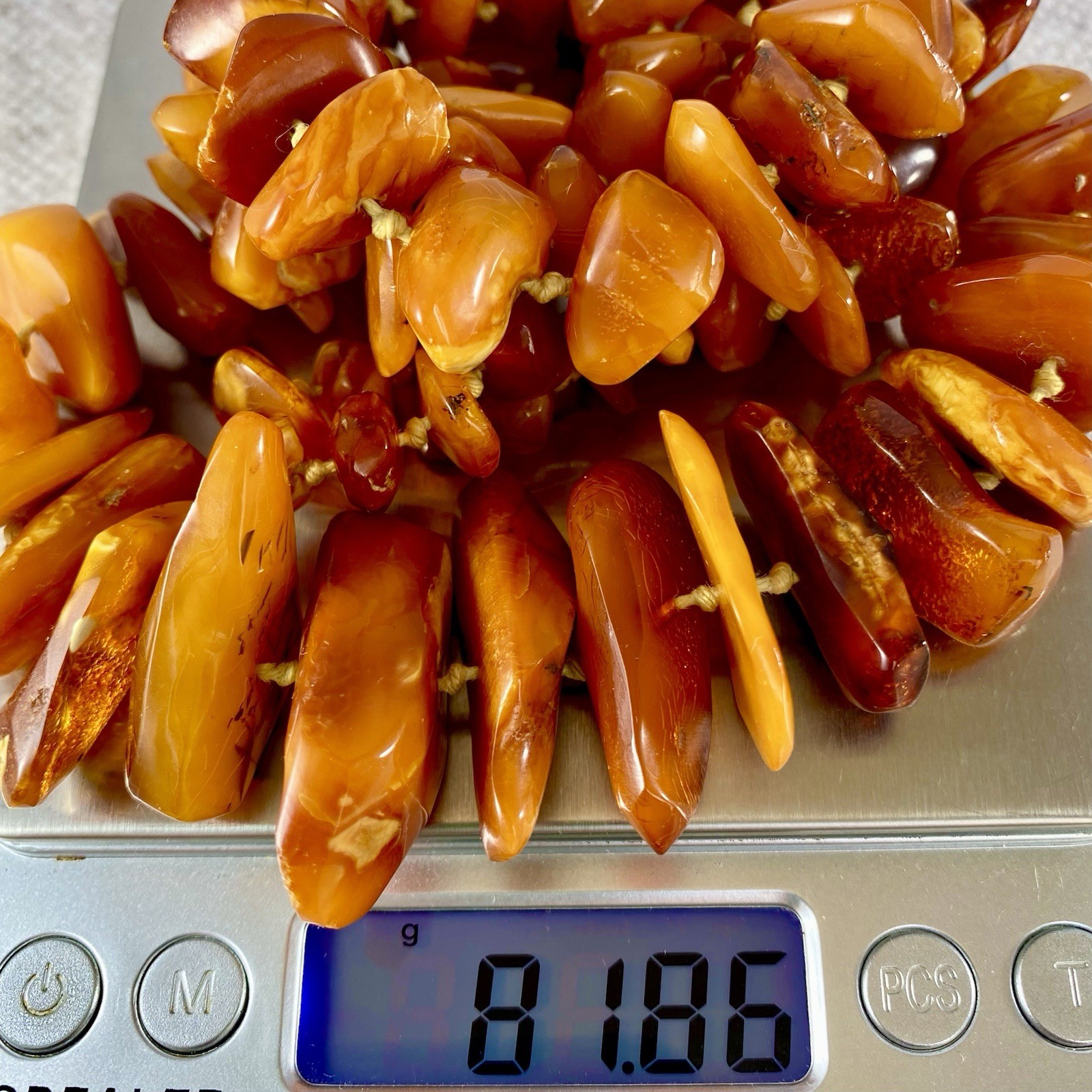 Vintage Natural Baltic Amber Necklace 30” Butterscotch Egg Yolk Nuggets 82g