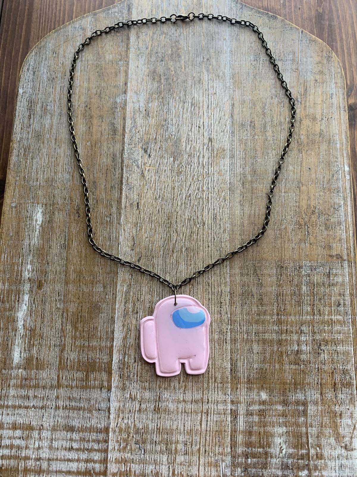 Handmade Polymer Clay Video Game Necklace Among Us