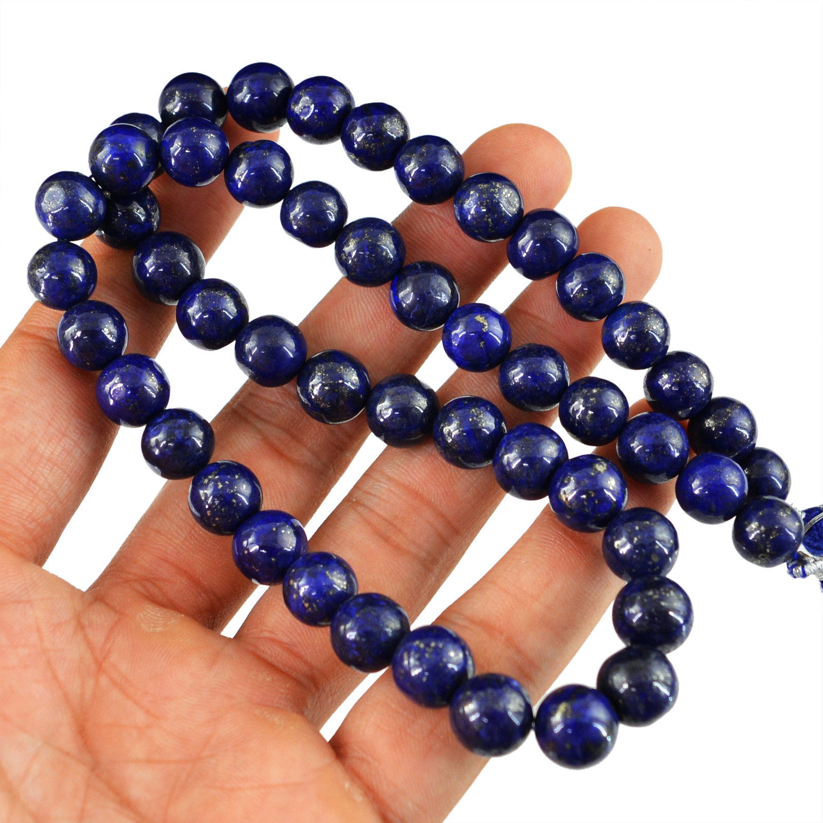 TOP EXCELLENT 415.00 CTS NATURAL RICH BLUE LAPIS LAZULI BEADS NECKLACE STRAND